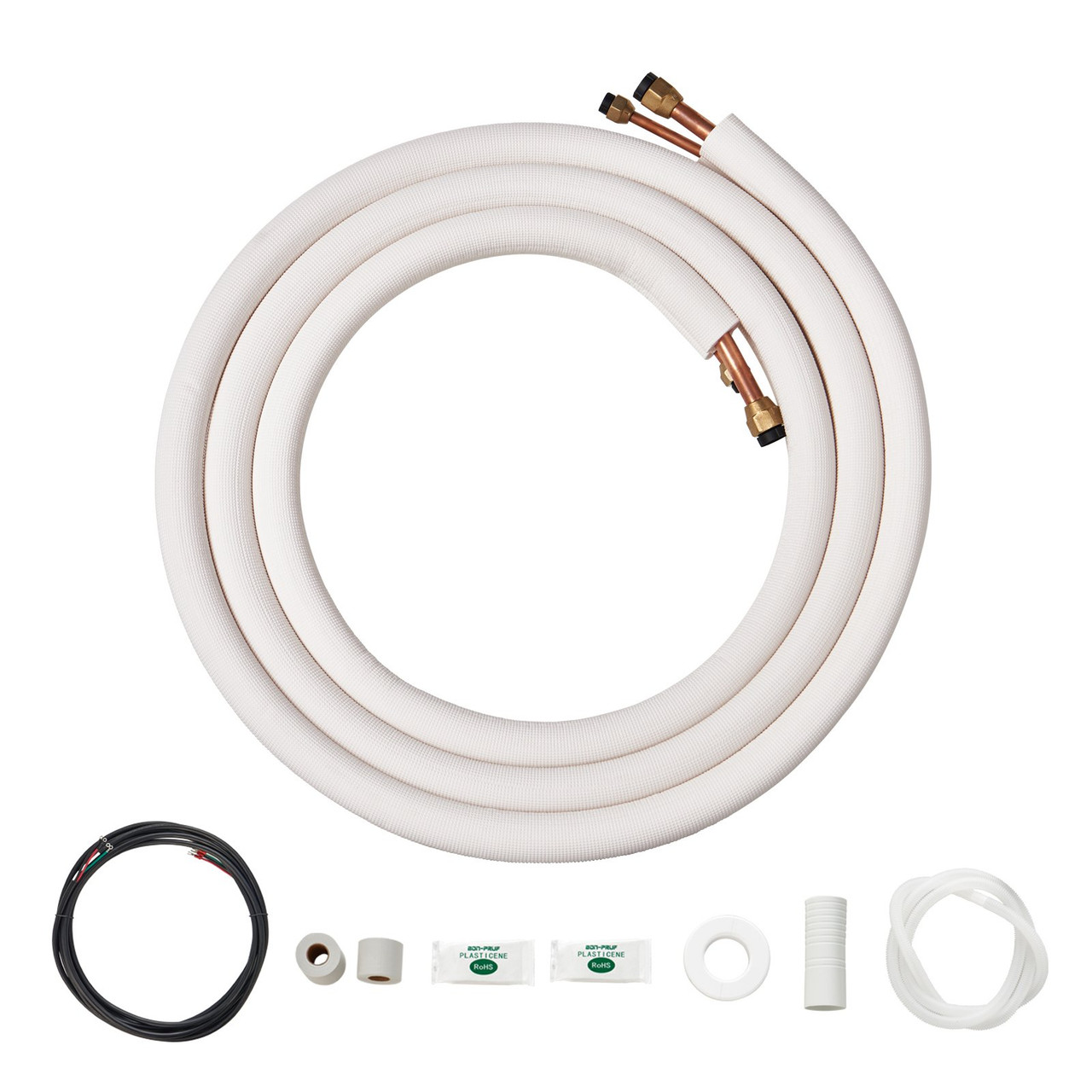 VEVOR 16FT Mini Split Line Set, 3/8" & 5/8" O.D Copper Pipes Tubing and Triple-Layer Insulation, for Air Conditioning or Heating Pump Equipment & HVAC with Rich Accessories (18ft Connection Cable)