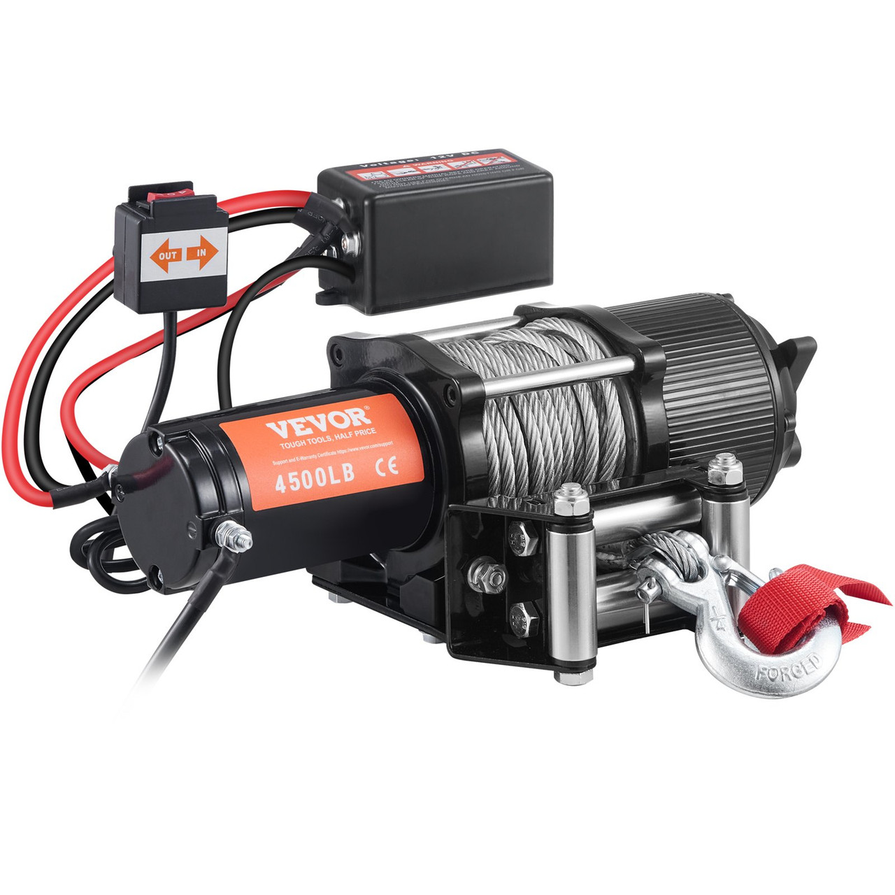 VEVOR Electric Winch, 12V 4500 lb Load Capacity Steel Rope Winch, IP55 1/4” x 39ft ATV UTV Winch with Wireless Handheld Remote & 4-Way Fairlead for Towing Jeep Off-Road SUV Truck Car Trailer Boat
