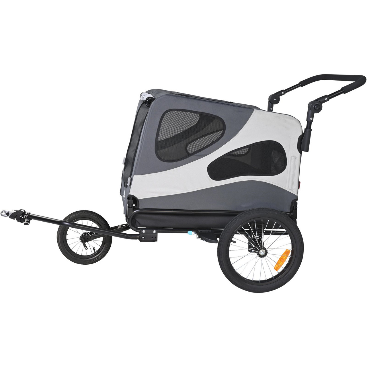 VEVOR Dog Bike Trailer, Supports up to 100 lbs, 2-in-1 Pet Stroller Cart Bicycle Carrier, Easy Folding Cart Frame with Quick Release Wheels, Universal Bicycle Coupler, Reflectors, Flag, Black/Gray