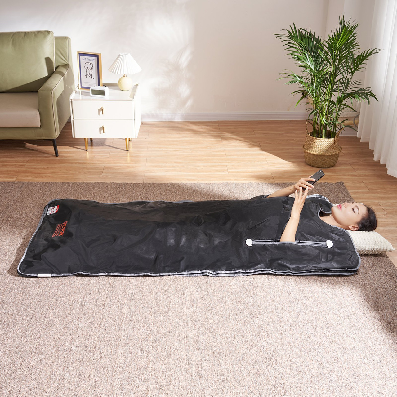 VEVOR Sauna Blanket for Detoxification, Portable Far Infrared Sauna for Home, Oxford Sauna Bag w/ Arm Holes & Carbon Fiber Heating, 1-6 Level Adjustable Temp 95-176?, 5-60 Minutes Timer, 71 x 31 in
