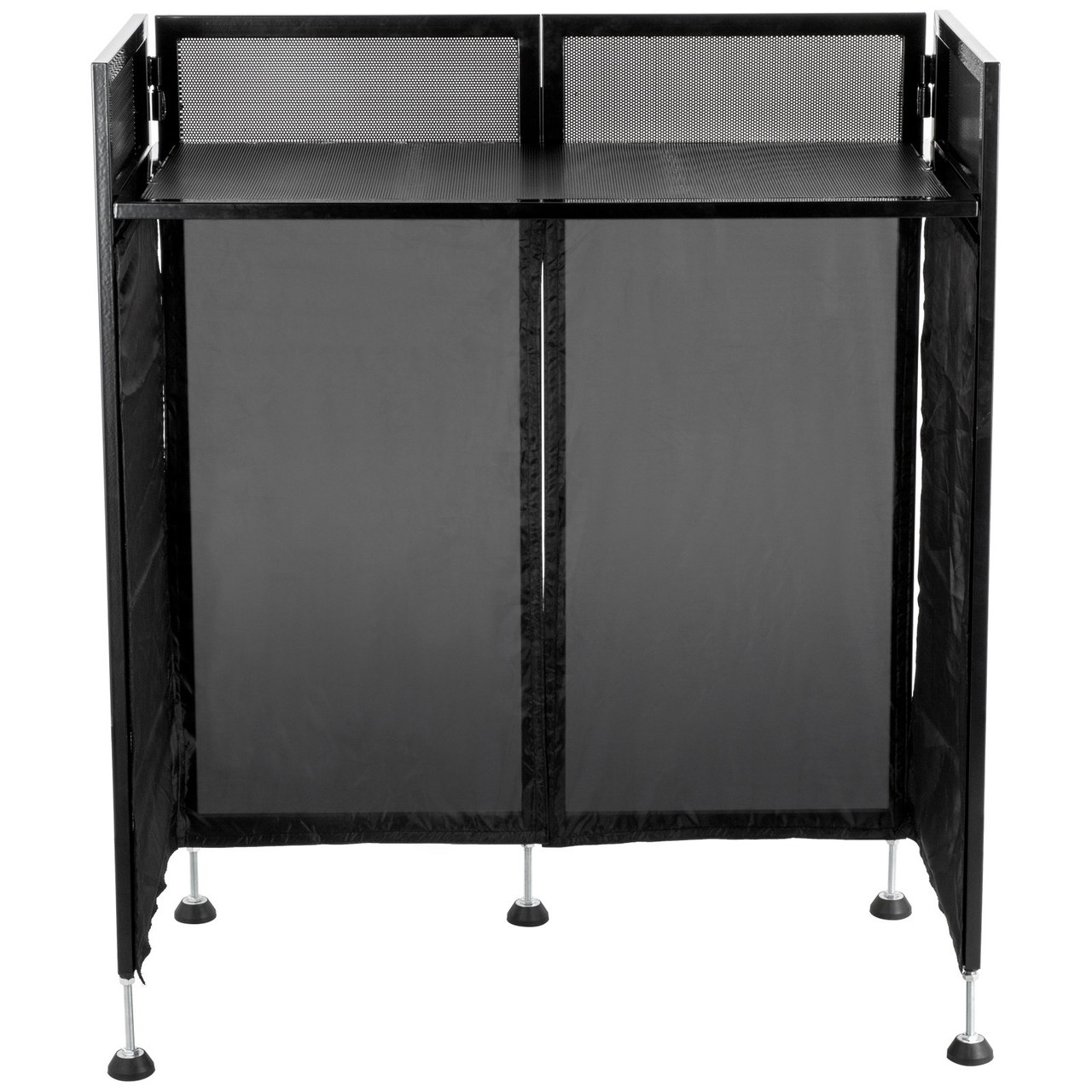 VEVOR DJ Facade Table 20x40x45 Inches, DJ Booth Flat Table Top 20x40 Inch, Adjustable DJ Event Facade with White & Black Scrim, Folding DJ Booth Metal Frame, Foldable Cover Screen