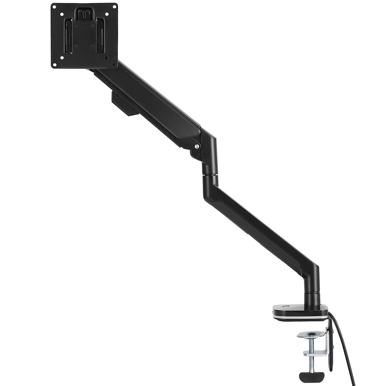 VEVOR Single Monitor Mount with USB, Supports 13"-35" Screen, Adjustable Gas Spring Monitor Arm, Holds up to 26.4 lbs, Monitor Arm Desk Mount with C-Clamp/Grommet Mounting Base, VESA Mount 75/100mm
