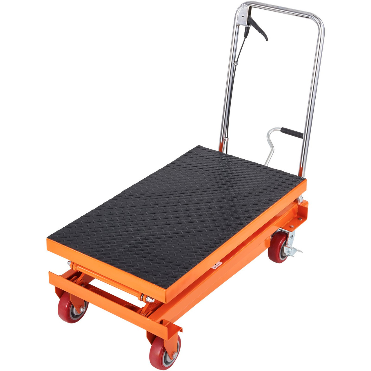 VEVOR Hydraulic Lift Table Cart, 770lbs Capacity 59" Lifting Height, Manual Double Scissor Lift Table with 4 Wheels and Non-slip Pad, Hydraulic Scissor Cart for Material Handling and Transportation