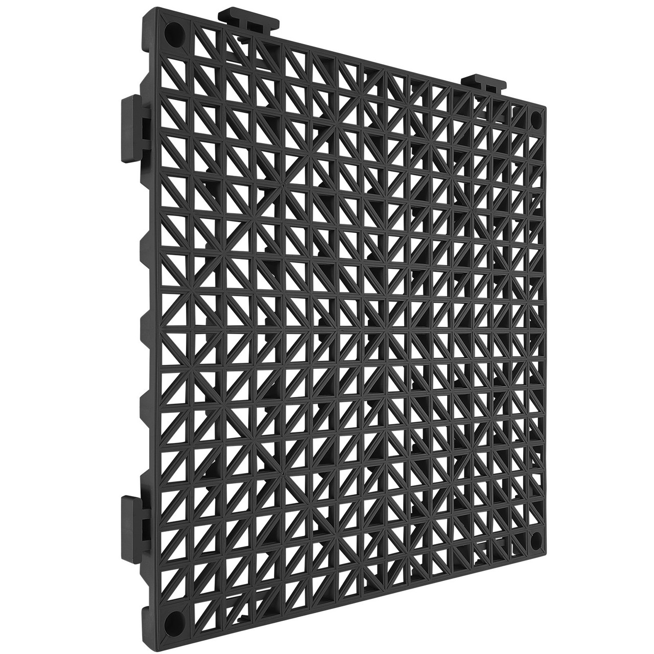 VEVOR Interlocking Tile 50PCS Black, Drainage Tiles 12" x 12" Splicing, Soft PVC Interlocking Drainage Floor Tiles, Non-Slip Drainage Holes for Restroom, Bathroom, Kitchen, Pool, Wet Areas
