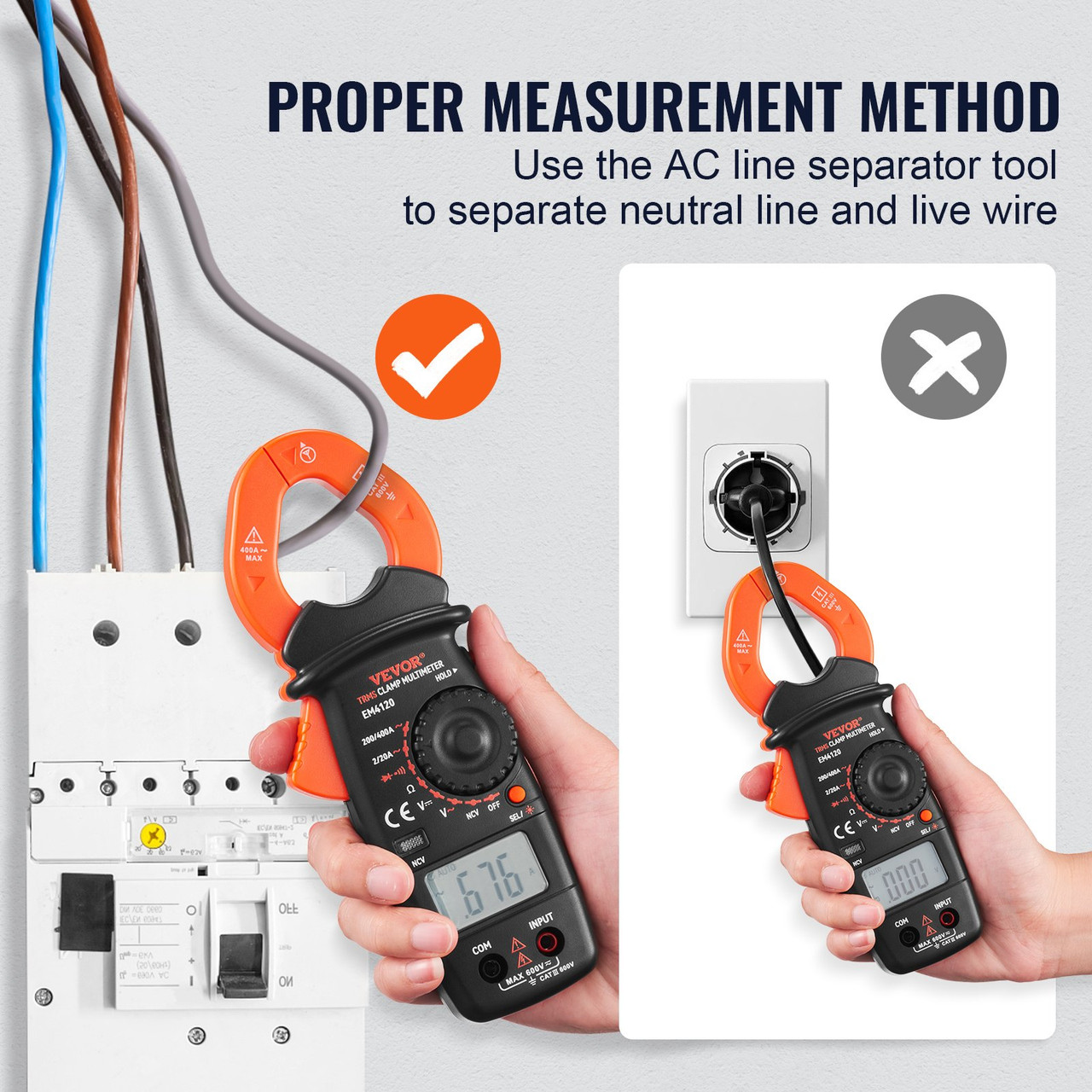 VEVOR Digital Clamp Meter Multimeter True RMS AC DC Volt Amp NCV Measurement