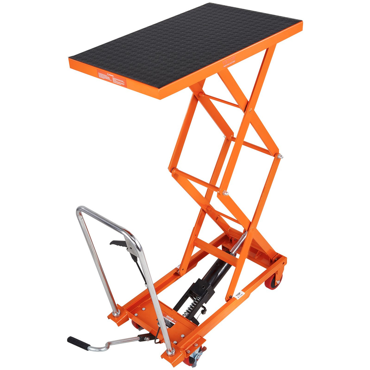 VEVOR Hydraulic Lift Table Cart, 330lbs Capacity 50" Lifting Height, Manual Double Scissor Lift Table with 4 Wheels and Non-slip Pad, Hydraulic Scissor Cart for Material Handling and Transportation