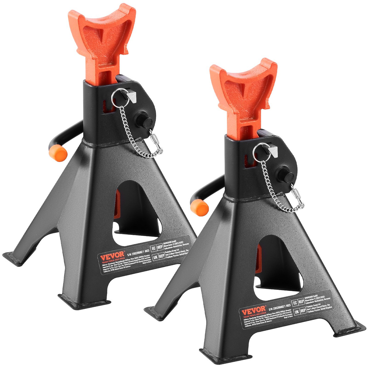 VEVOR Jack Stands, 3 Ton (6,000 lbs) Capacity Car Jack Stands Double Locking, 10.8-16.3 inch Adjustable Height, for lifting SUV, Pickup Truck, Car and UTV/ATV, Red, 1 Pair
