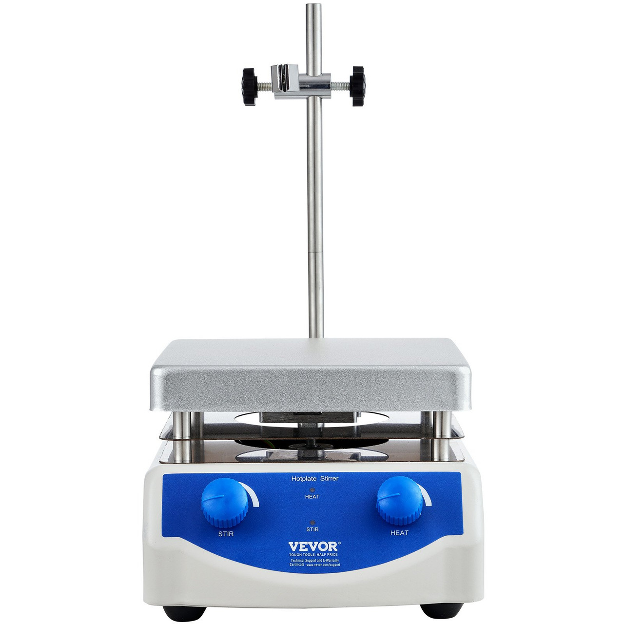 VEVOR Magnetic Stirrer Hot Plate, Max 716°F/380°C, 0-2000 RPM Hot Plate with Magnetic Stirrer, 3000mL Hot Plate Stirrer, Support Stand and Stir Bars Included, 500W Heating Power
