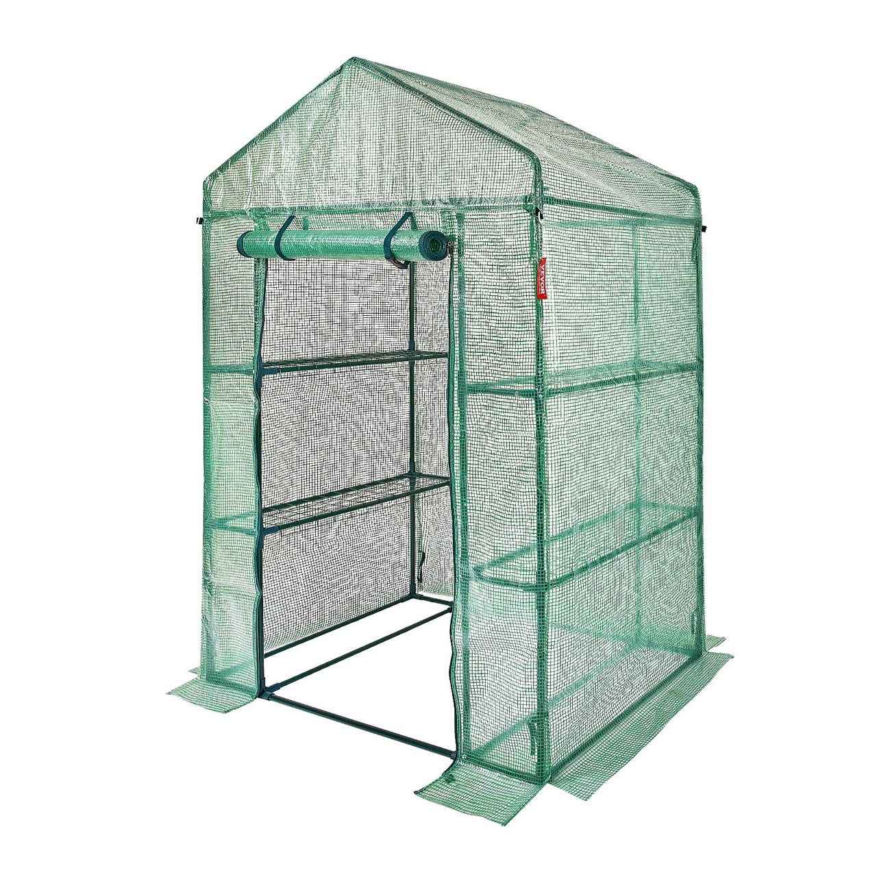 VEVOR Walk-in Green House, 4.6 x 2.4 x 6.7 ft, Greenhouse with Shelves, High Strength PE Cover with Doors, Windows and Steel Frame, Set Up in Minutes, for Planting and Storage