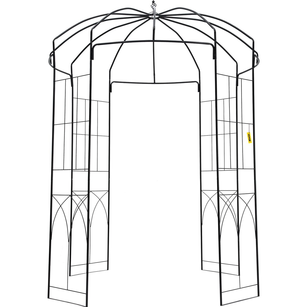 VEVOR Birdcage Shape Garden Arbor,8' High x 5.2' Wide, Heavy Duty Wrought Iron Arbor, Wedding Arch Trellis for Climbing Vines in Outdoor Garden, Lawn, Backyard, Patio, Black