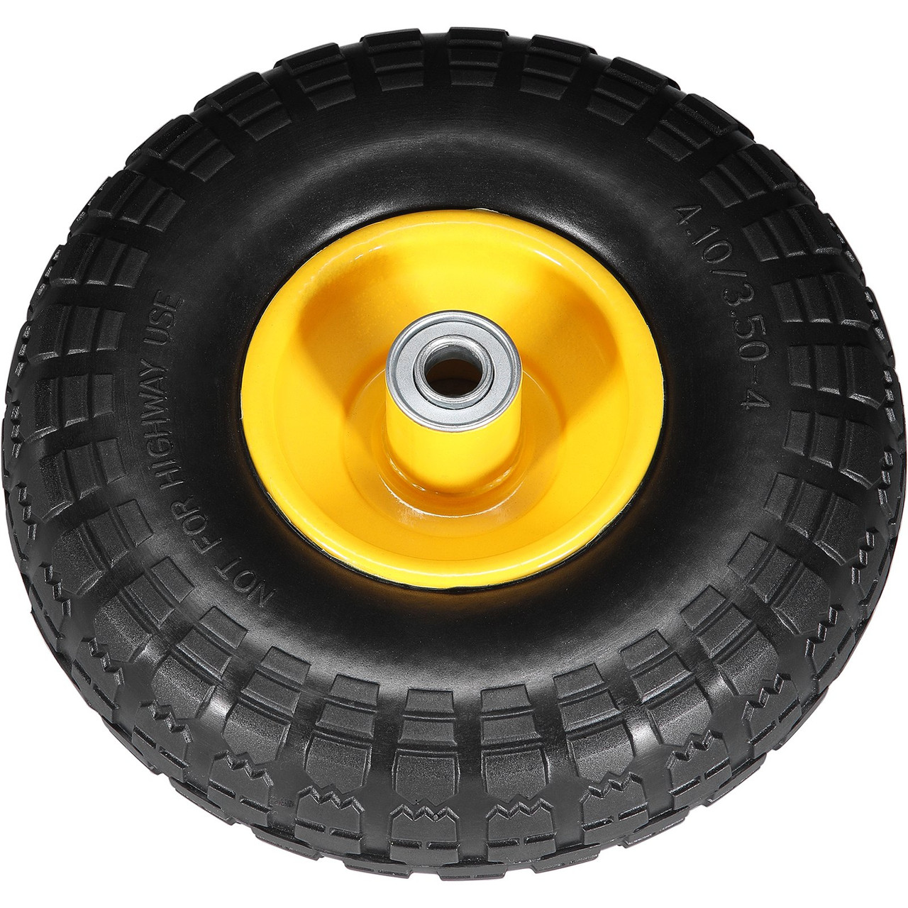 VEVOR Solid PU Run-Flat Tire Wheel, 10", 2-Pack, 400 lbs Dynamic Load, 450 lbs Static Load, Flat Free Tubeless Tires and Wheels for Hand Truck, Utility Cart, Dollies, Garden Trailers, Various Carts