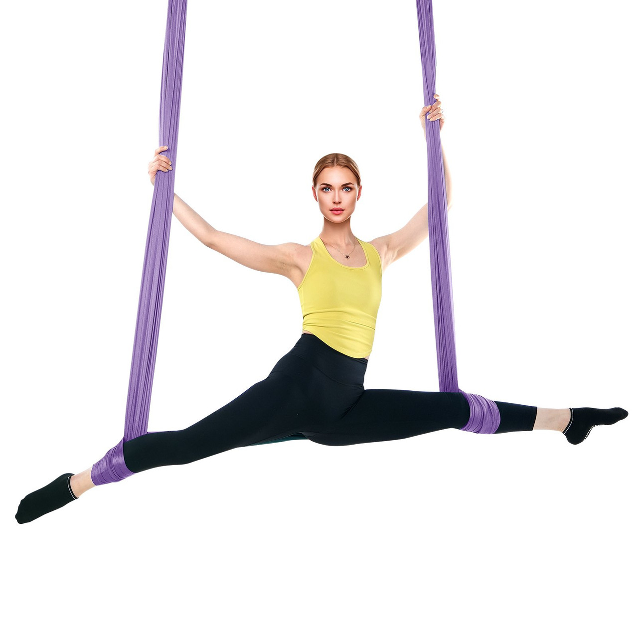 VEVOR Aerial Yoga Hammock & Swing, 4.4 Yards, Yoga Starter Kit with 100gsm Nylon Fabric, Full Rigging Hardware and Easy Set-up Guide, Antigravity Flying for All Levels Fitness Bodybuilding, Purple