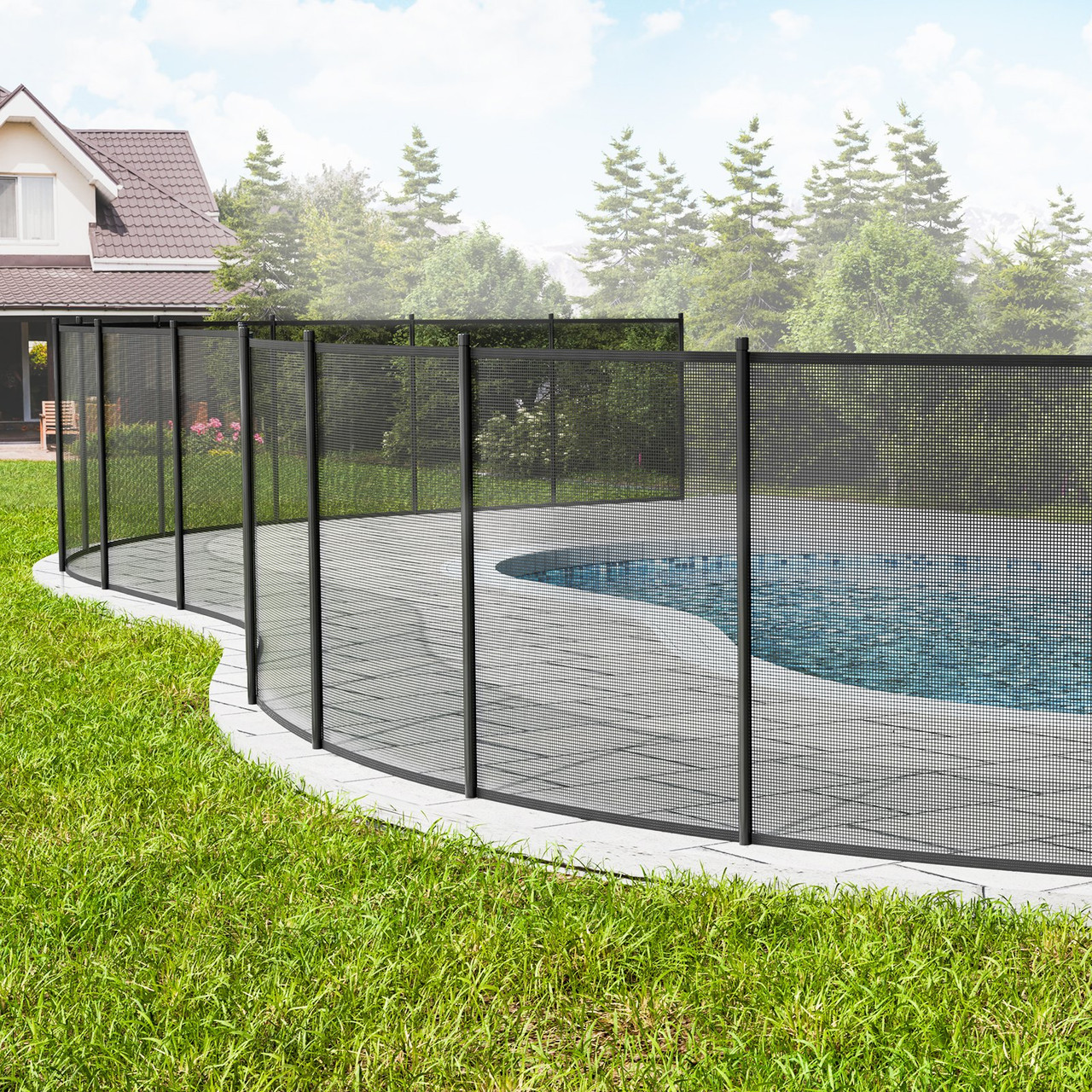 VEVOR Pool Fence, 4 x 12 FT Pool Fences for Inground Pools, Removable Child Safety Pool Fencing, Easy DIY Installation Swimming Pool Fence, 340gms Teslin PVC Pool Fence Mesh Protects Kids and Pets