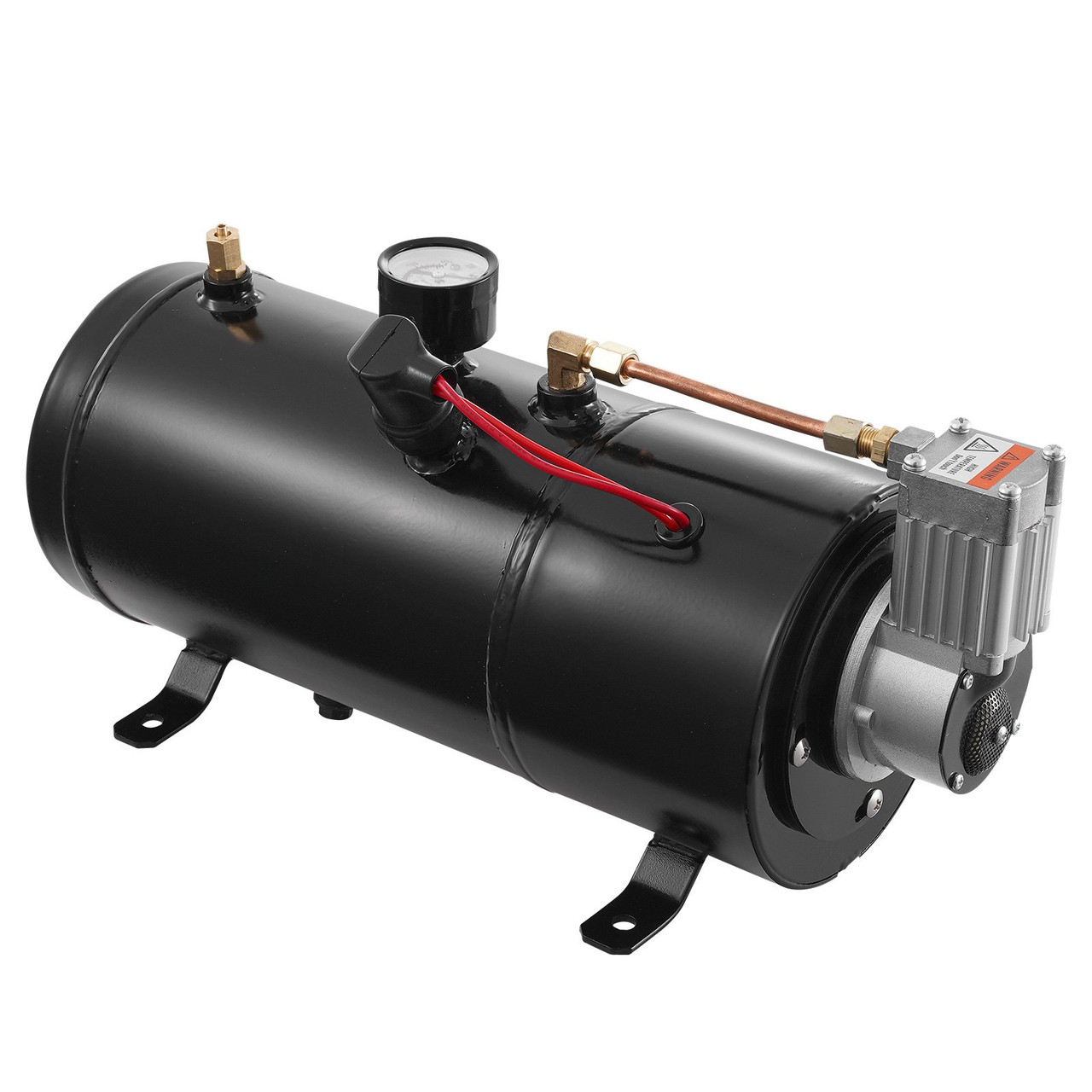 VEVOR 12V Air Compressor with Tank 0.8 Gallon/3 L, Train Horn Air Compressor, 120 psi Working Pressure Onboard Air Compressor System for Train Air Horns, Inflating Tires, Air Mattresses