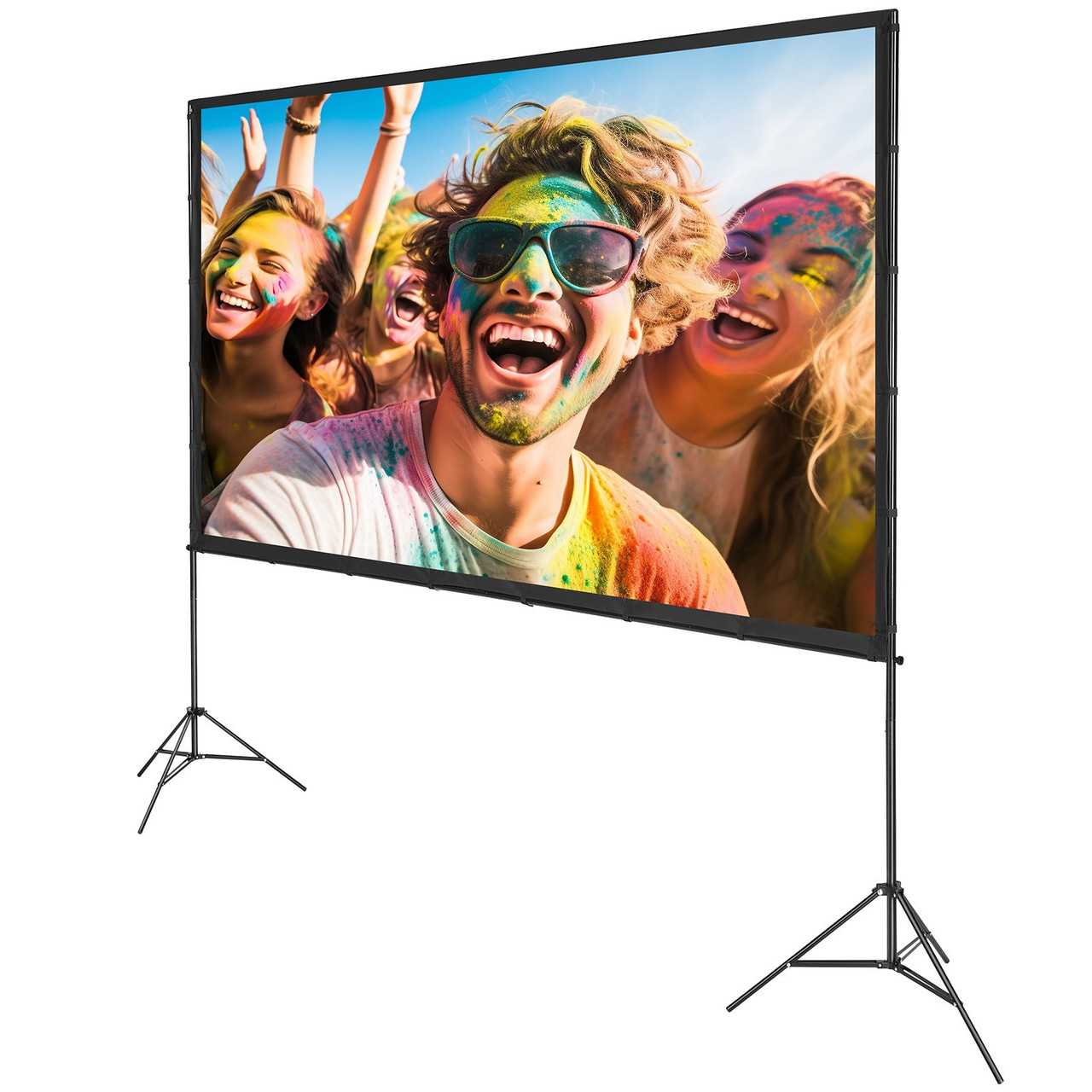 VEVOR Projector Screen with Stand, 120 inch 16:9 4K 1080 HD Outdoor Movie Screen with Stand, Wrinkle-Free Projection Screen with Tripods and Carry Bag, for Home Theater Cinema Backyard Movie Night