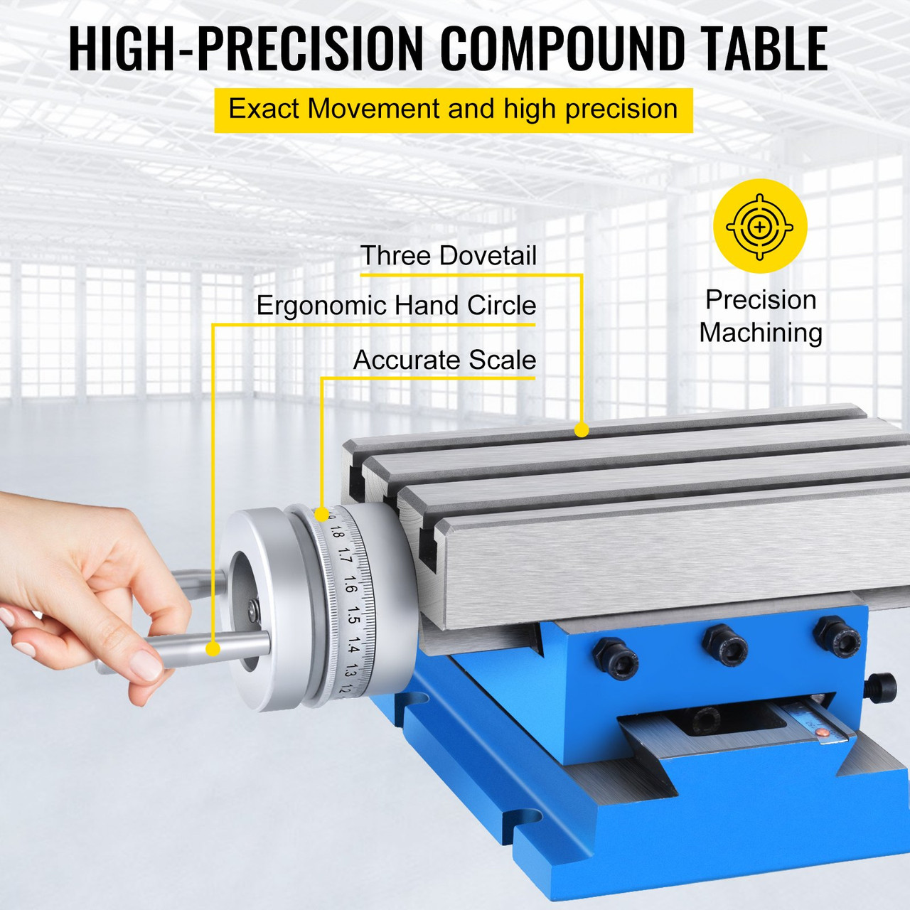 VEVOR Milling Machine Work Table Slide Milling Working Cross Table Machine Compound Slide Milling TablePrecision Milling Cross Worktable (7.3 x 4 Inch)