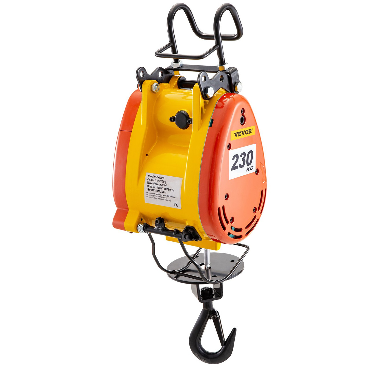VEVOR Electric Chain Hoist 230kg Capacity Electric Winch 507lbs with 98ft/30m Length Steel Wire Rope Remote Control Crane Overhead Electric Trolley with Pulley System 110 Volts 1 Phase