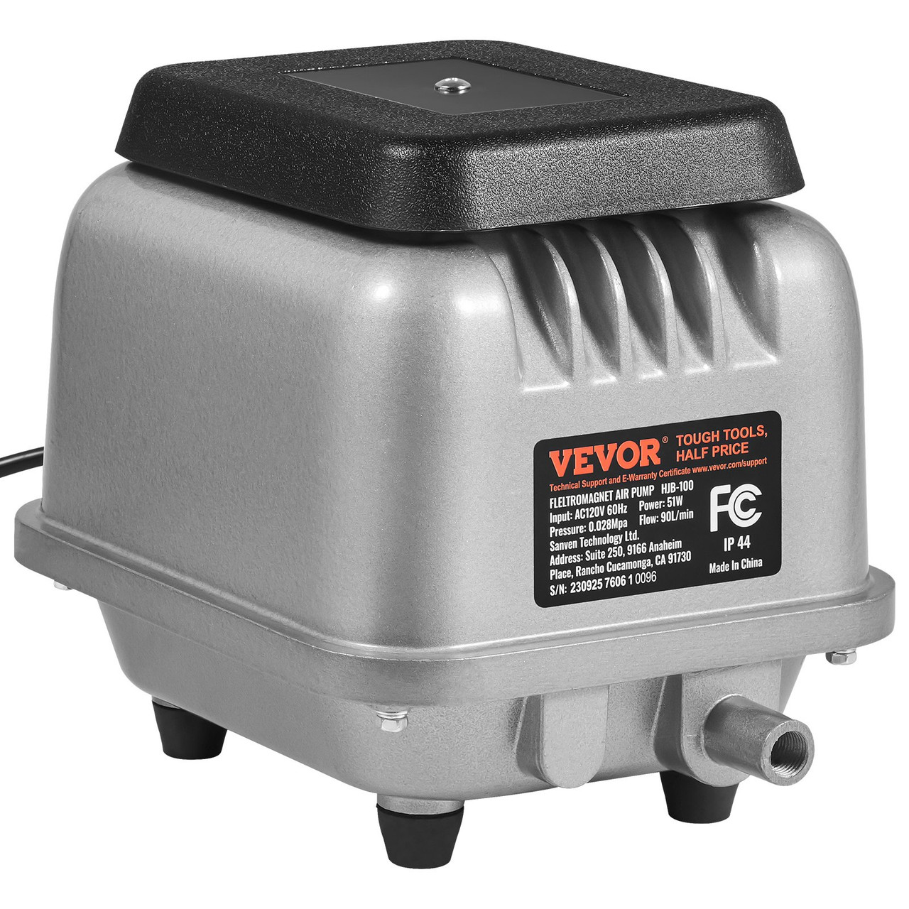 VEVOR Linear Air Pump, 90L/Min Air Flow Septic Aerator Pump, Aeration System for 1/4 Acre 10 FT Deep Ponds, Water Gardens, Waste Treatment, Septic Tanks, Aquariums, Seafood Restaurants, Fish Farms