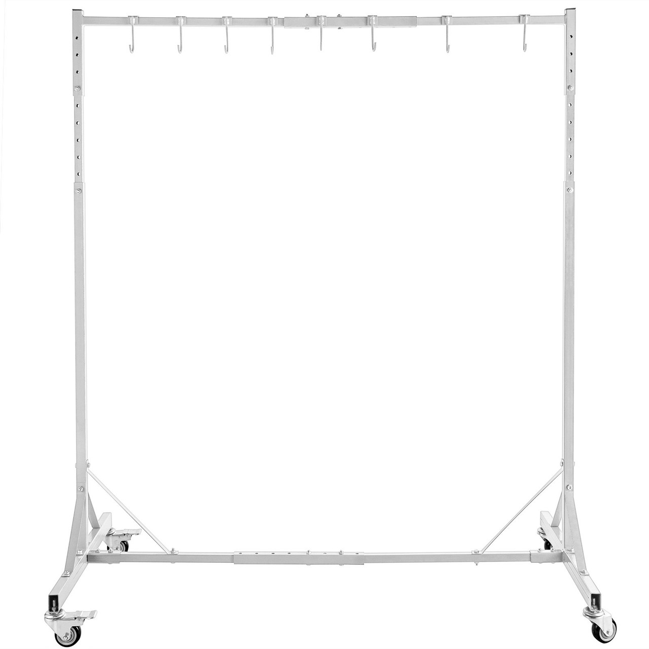 VEVOR Painting Rack 5ft-7ft Adjustable Height, Automotive Paint Stand 8 Hooks, Auto Body Stand for Hoods Doors, Painting Drying Rack w/ 4 Swiveling Wheels, Paint Rack Stand, Automotive Tools, White
