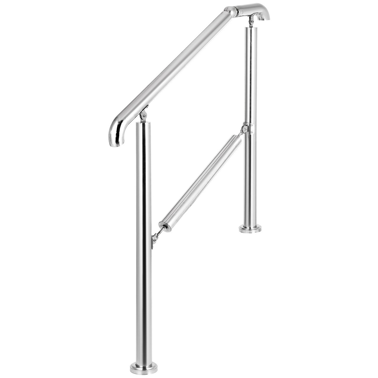 VEVOR Stainless Steel Transitional Handrail fit for Level Surface and 2 to 3 Adjustable Stair Indoor Outdoor Step Railings 441lb Capacity W/Installation Kit Porch DIY, Silver