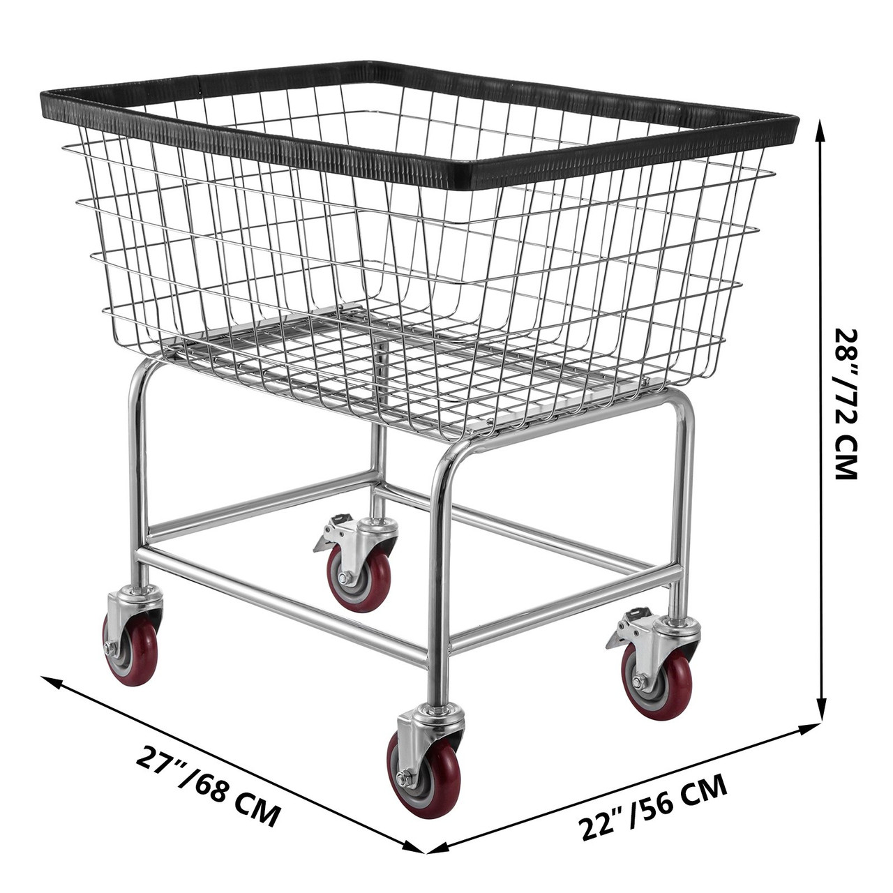 VEVOR Wire Laundry Cart, 2.5 Bushel Wire Laundry Basket with Wheels, 20''x15.7''x26'' Commercial Wire Laundry Basket Cart, Steel Frame With Chrome Finish, 5inch Casters, Wire Cart For Laundry