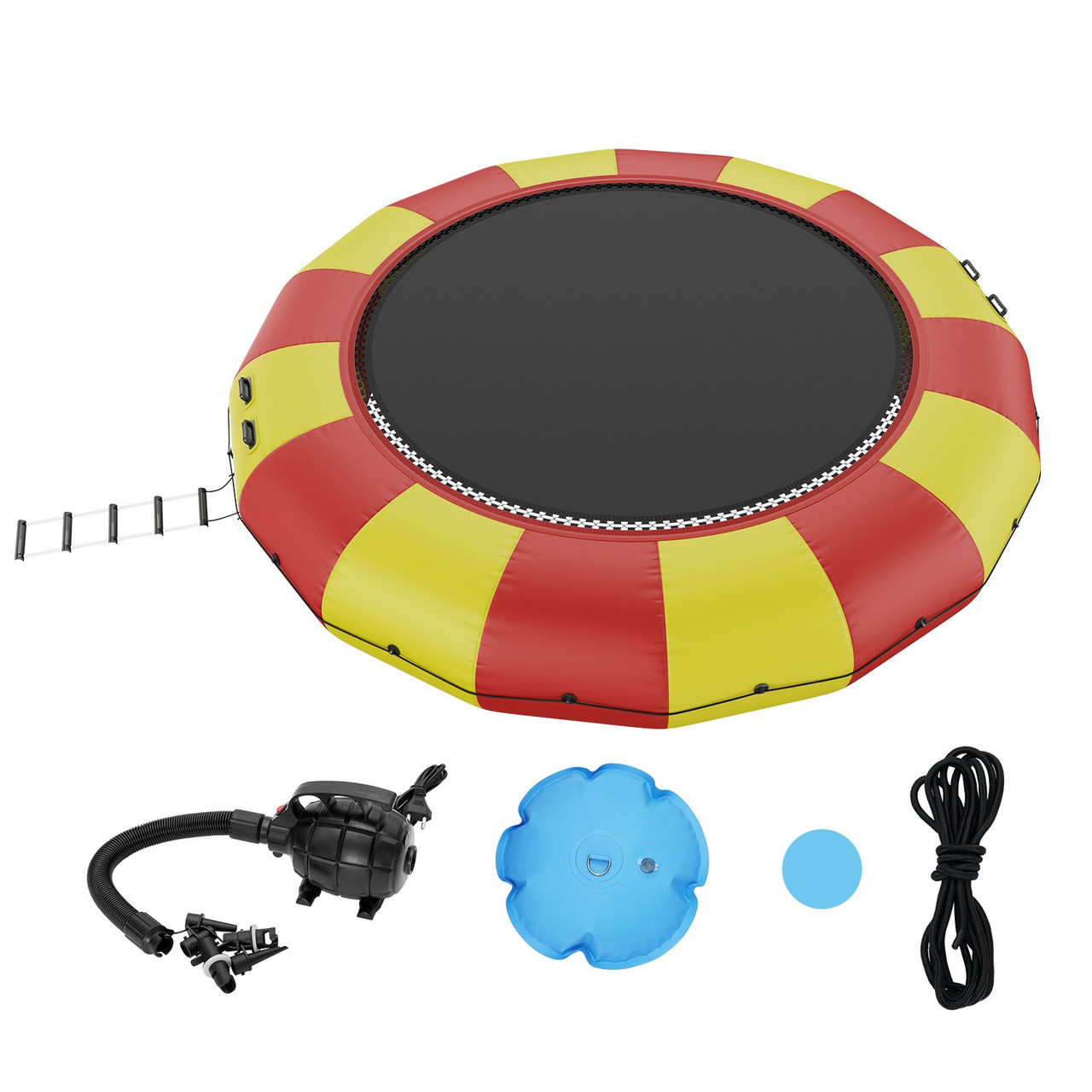 VEVOR Inflatable Water Bouncer, 17ft Recreational Water Trampoline, Portable Bounce Swim Platform with 5-Step Ladder & Electric Air Pump, Kids Adults Floating Rebounder for Pool, Lake, Water Sports