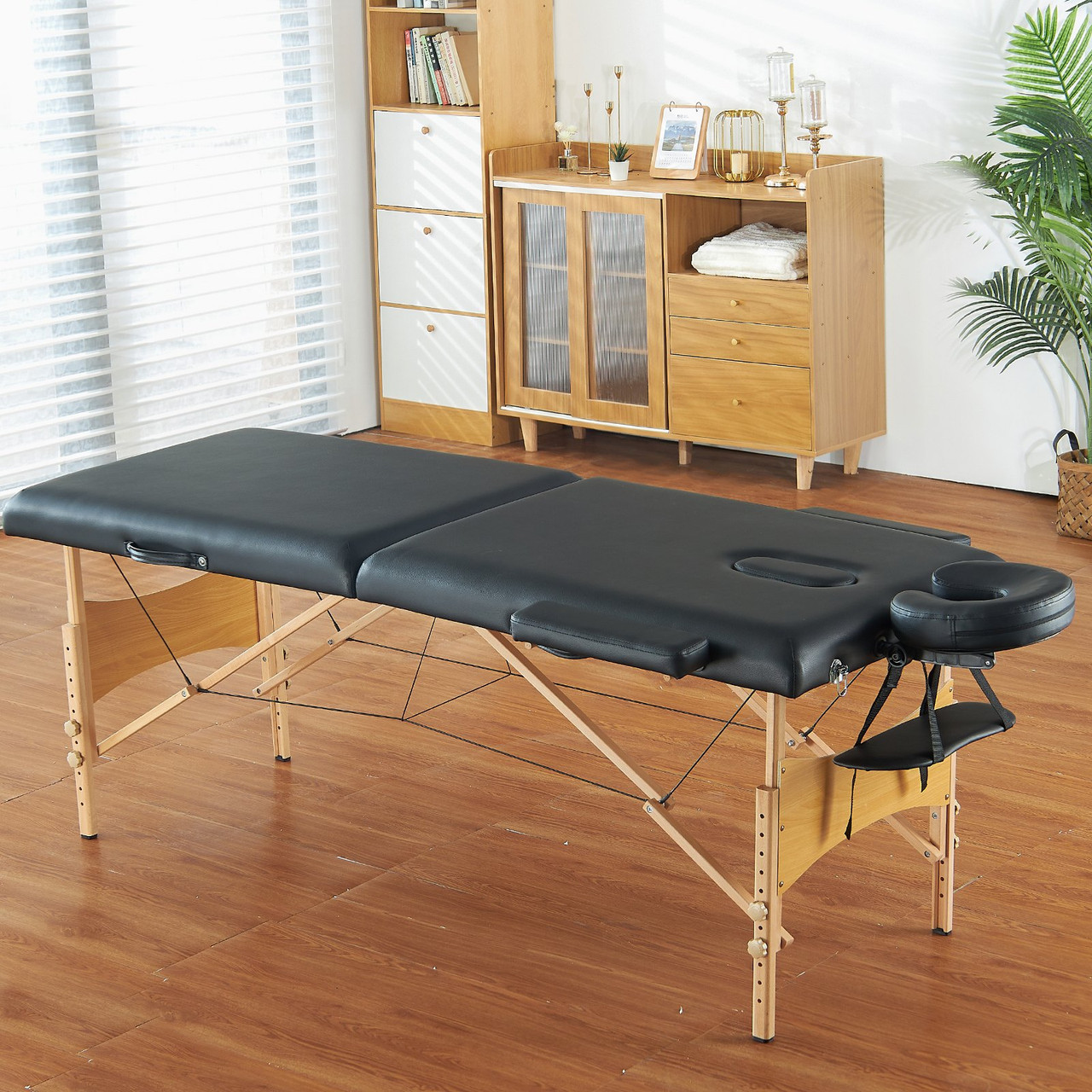 VEVOR Portable Massage Table 28" W, 2 Folding Lightweight Massage Table, 8-Level Height Adjustable Salon Tattoo Bed, Spa Table with Headrest, Armrests, Hand Pallet & Carrying Bag, 600LBS