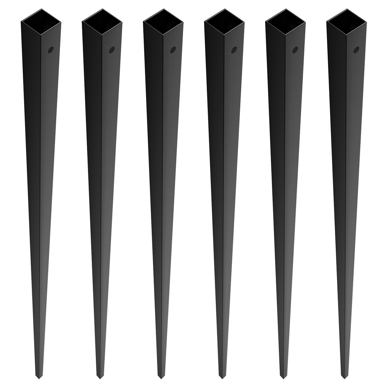 VEVOR Staircase Metal Balusters, 44'' x 0.5'' Square Aluminum Alloy Decorative Banister Spindles, 11 Pack Deck Baluster with Screws, Classic Hollow Straight Deck Railing Satin Black Powder Coated