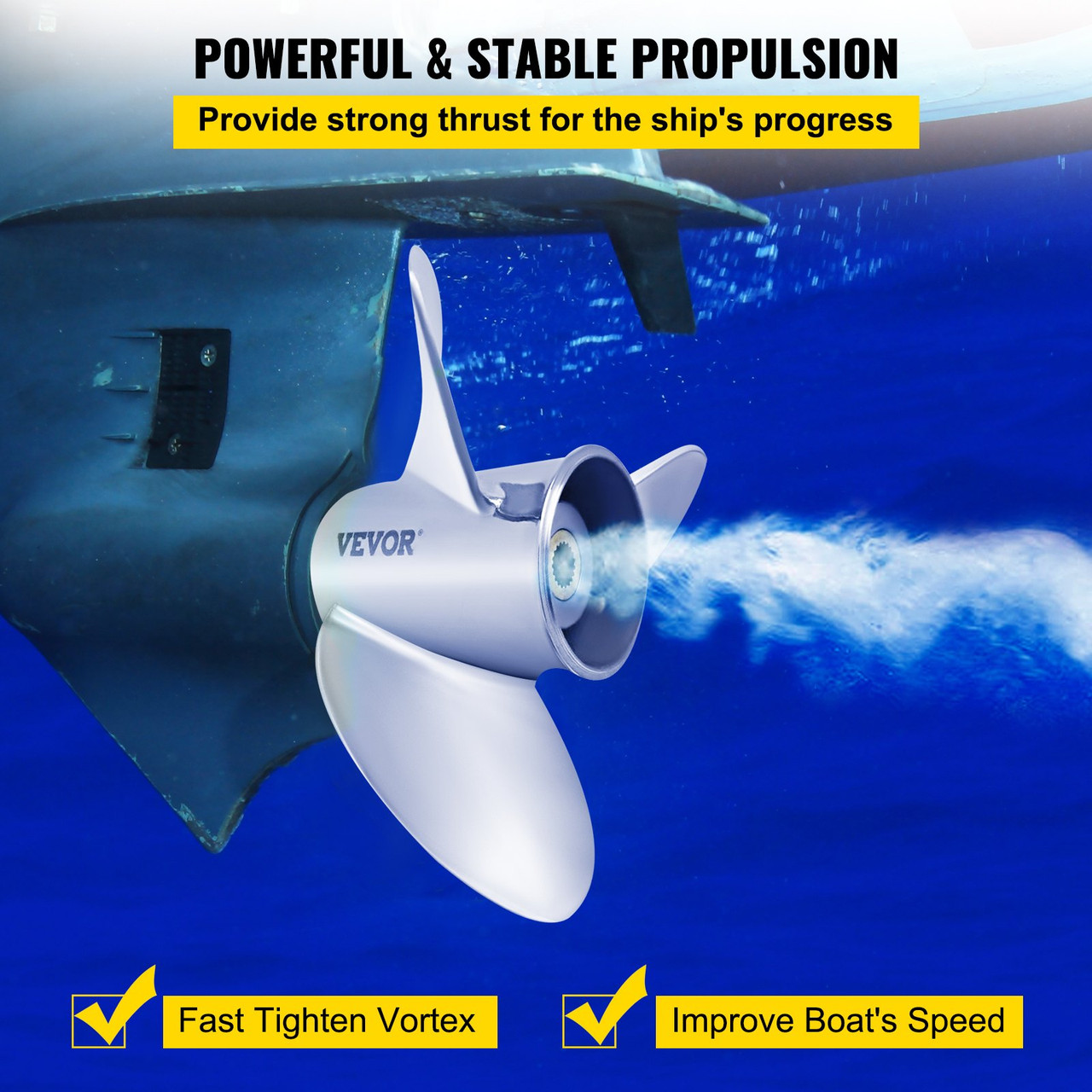 VEVOR Outboard Propeller, Replace for OEM 3860709, 3-Blade 14.5" x 21" Pitch Steel Boat Propeller, Compatible with Volvo Penta SX Drive All Models, w/ 19 Tooth Splines, RH