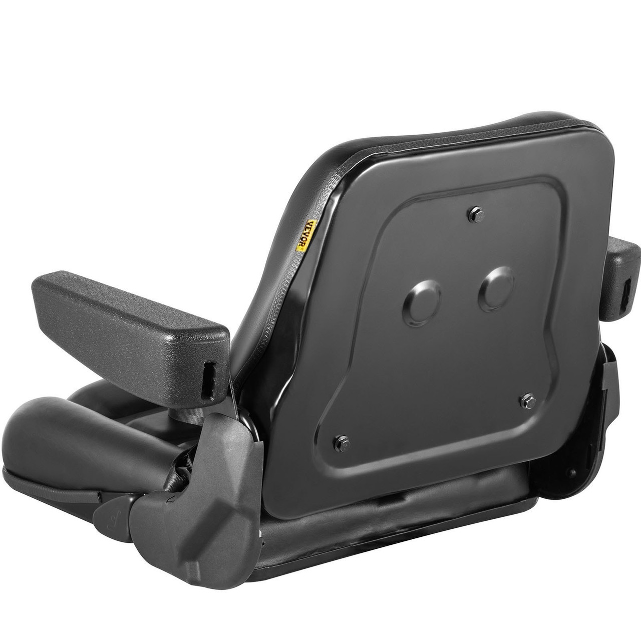 VEVOR Universal Forklift Seat Black PVC Tractor Seat, 6"/150MM Adjustable Mower Seat Foldable Seat Including Armrests, Seat Belt, Seat Switch, Skid Steer Seat Fit Forklift, Tractor, Skid Loader