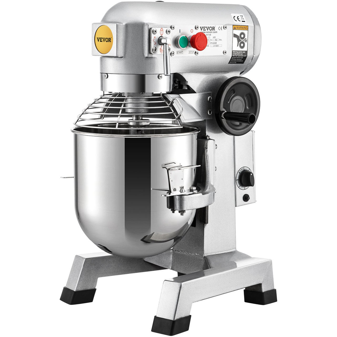 VEVOR Commercial Food Mixer, 10Qt Commercial Mixer with Timing Function, 450W Stainless Steel Bowl Heavy Duty Electric Food Mixer Commercial with 3 Speeds Adjustable 113/184/341 RPM, Dough Hook Whisk Beater Included, Perfect for Bakery Pizzeria