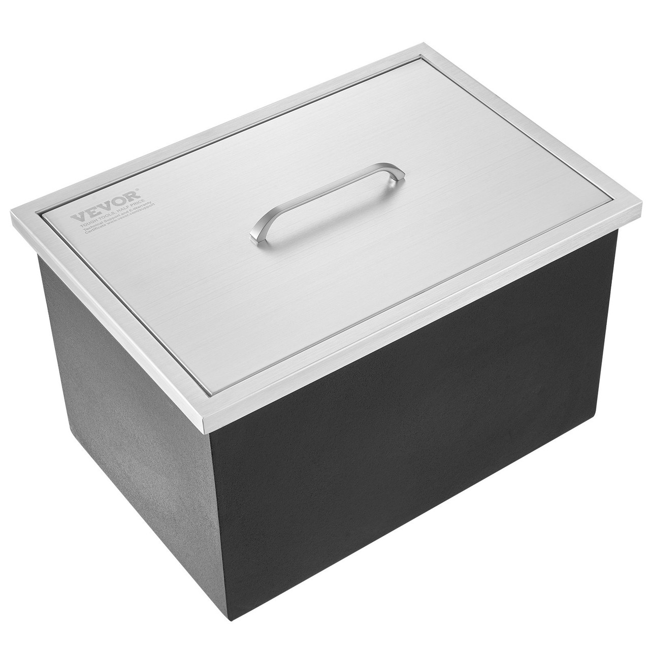 VEVOR Drop in Ice Chest, 21"L x 17"W x 18"H Stainless Steel Ice Cooler, Commercial Ice Bin with Cover, 40 qt Outdoor Kitchen Ice Bar, Drain-pipe and Drain Plug Included, for Cold Wine Beer
