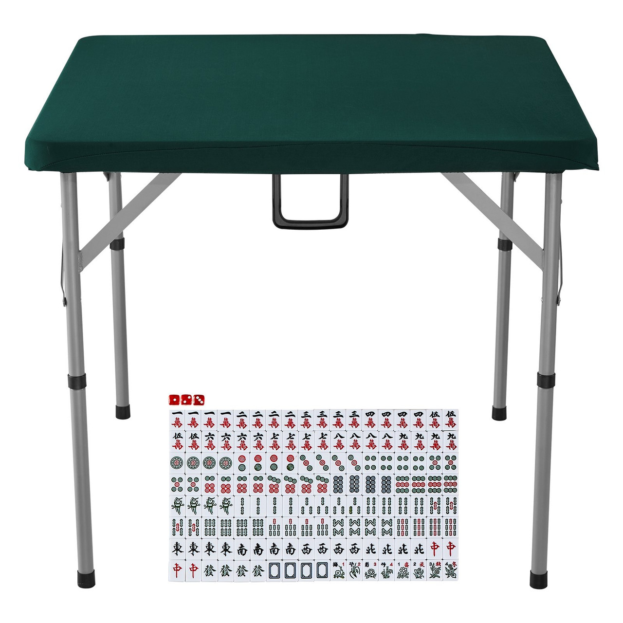 VEVOR Mahjong Table Fold-in-Half 4 Player Card Table & Mahjong Tiles Set 3 Dices