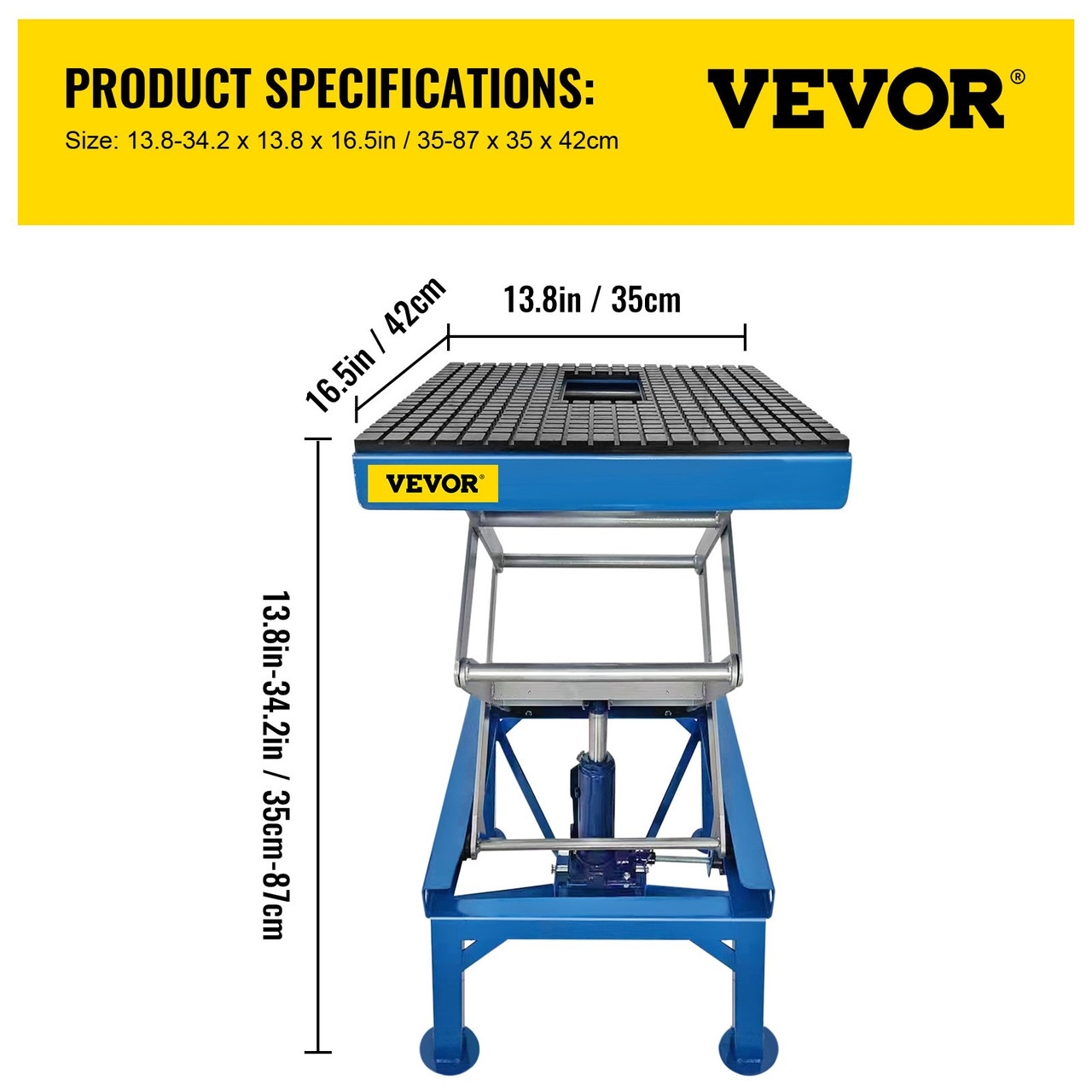 VEVOR 300LBS Motorcycle Jack, Hydraulic Motorcycle Scissor Jack, Portable Lift Table, Adjustable Motorcycle Lift Jack, Blue Motorcycle Lift Stand