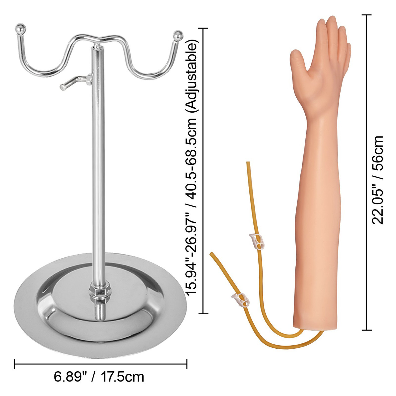 VEVOR Phlebotomy Practice Kit 25 Pieces IV Practice Kit Phlebotomy Practice Arm Phlebotomy Skills IV Training Arm with Height Adjustable Infusion Stand for Nursing Medical Student