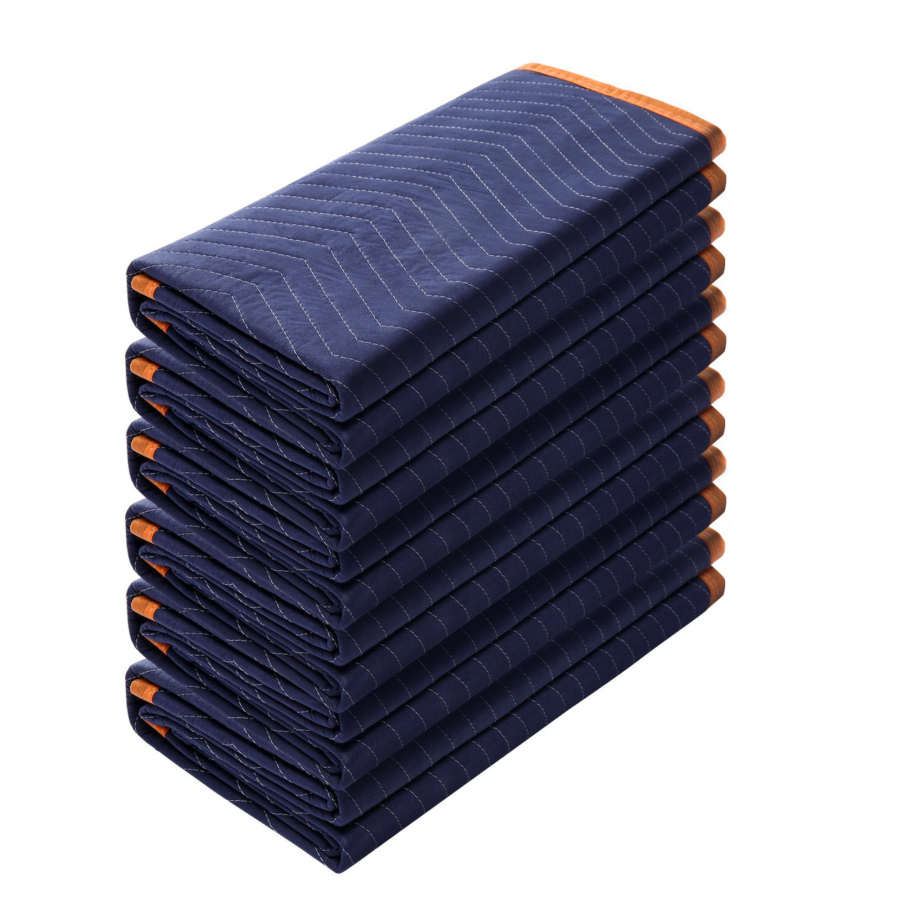 VEVOR Moving Blankets, 72" x 40", 26 lbs/dz Weight, 6 Packs, Professional Non-Woven & Recycled Cotton Packing Blanket, Heavy Duty Mover Pads for Protecting Furniture, Floors, Appliances, Blue/Orange