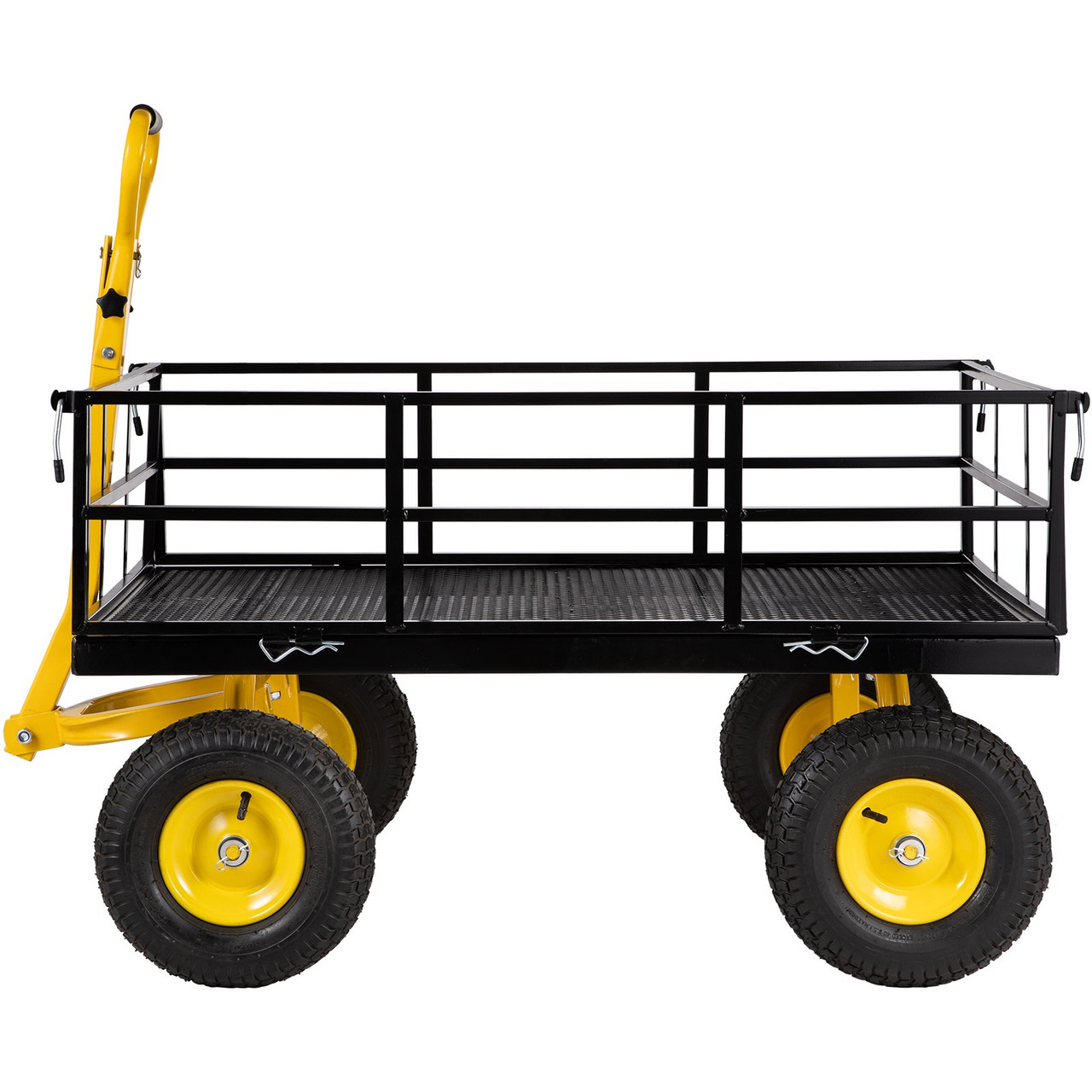 VEVOR Steel Garden Cart, Heavy Duty 1200 lbs Capacity, with Removable Mesh Sides to Convert into Flatbed, Utility Metal Wagon with 2-in-1 Handle and 13 in Tires, Perfect for Garden, Farm, Yard