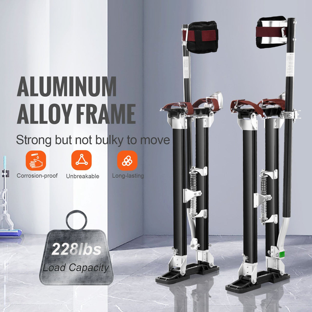 VEVOR Drywall Stilts Aluminum Tool Stilts 24''-40'' Adjustable Painting Black