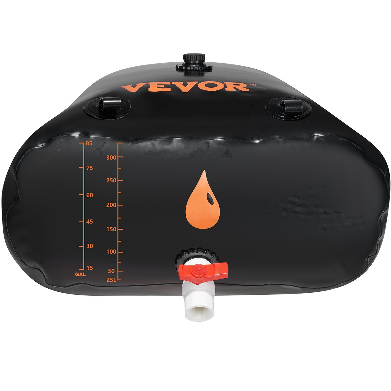 VEVOR Water Tank Bladder, 87 Gallon Large Capacity, PVC Collapsible Water Bladder Including Spigots and Overflow Kit, Portable Water Storage Bladder for Garden Water Catcher, Black