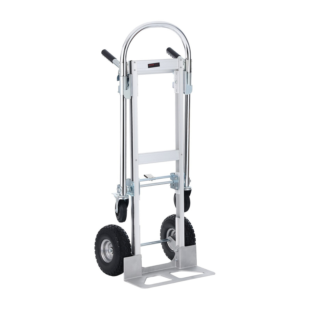 VEVOR Aluminum Folding Hand Truck, 2 in 1 Design 1000 lbs Capacity, Heavy Duty Industrial Collapsible cart, Dolly Cart with Rubber Wheels for Transport and Moving in Warehouse, Supermarket, Garden