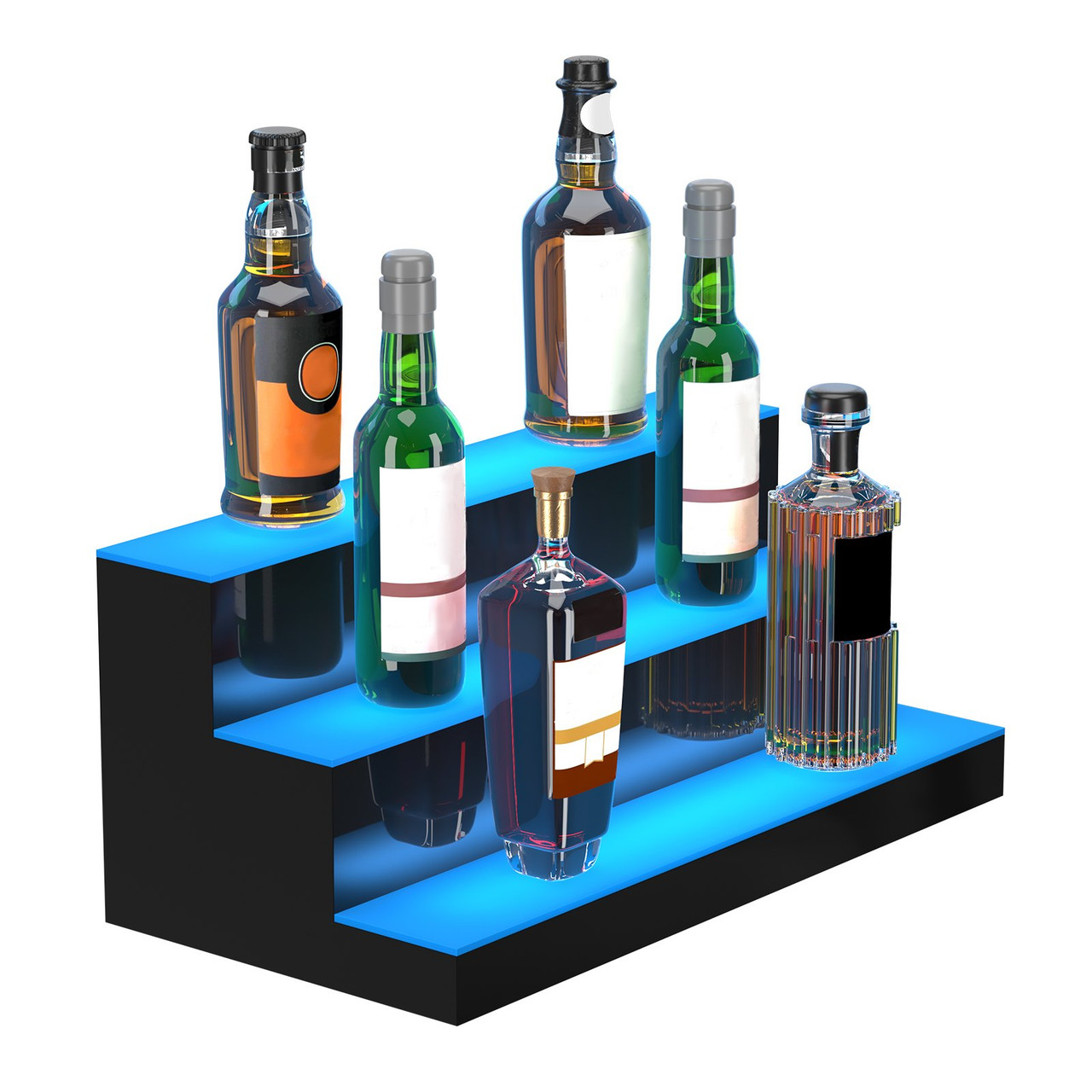 VEVOR LED Lighted Liquor Bottle Display Bar Shelf RF & App Control 24" 3-Step