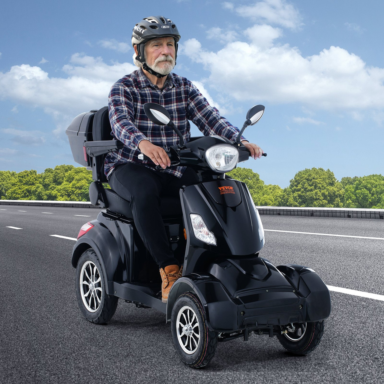 VEVOR Heavy Duty 4-Wheel Mobility Scooters for Seniors & Adults 500lbs Capacity - 31 Miles 3-Speed Long Range, 800W All Terrain Electric Recreational Scooter Wheelchair with 25° Max Climbing Capacity