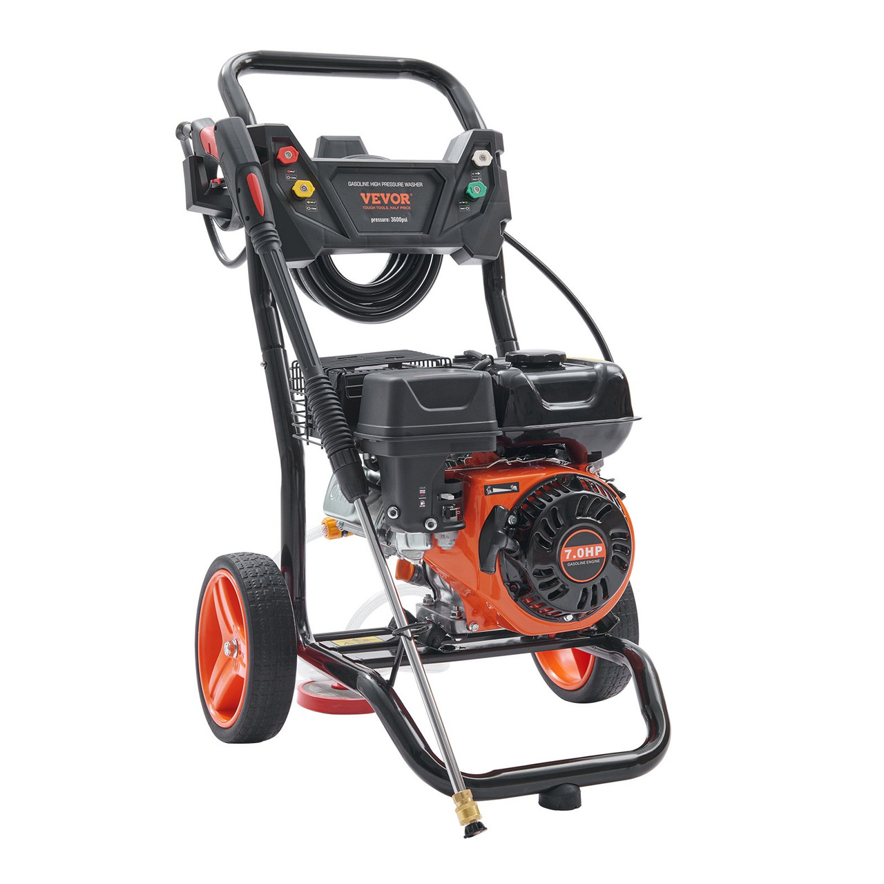 VEVOR Gas Pressure Washer, 3600 PSI 2.6 GPM, Gas Powered Pressure Washer with Copper Pump, Spray Gun and Extension Wand, 5 Quick Connect Nozzles, for Cleaning Cars, Homes, Driveways, Patios
