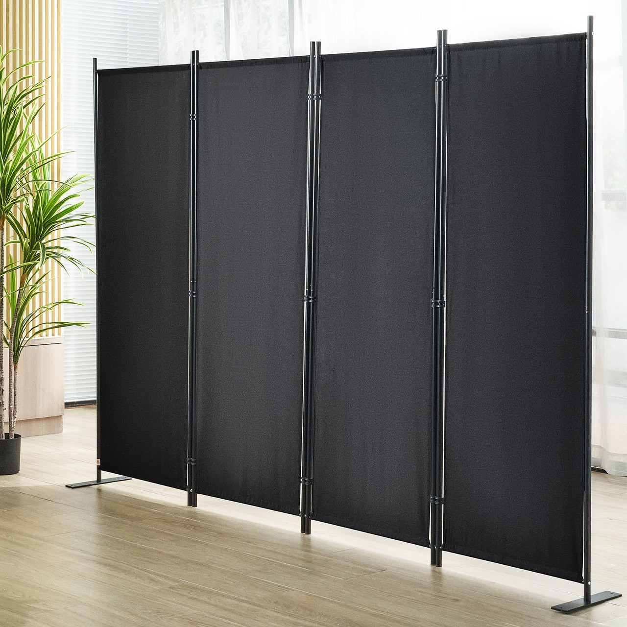 VEVOR Room Divider, 5.6 ft ?88x67.5inch?Room Dividers and Folding Privacy Screens (4-panel), Fabric Partition Room Dividers for Office, Bedroom, Dining Room, Study, Freestanding, Black