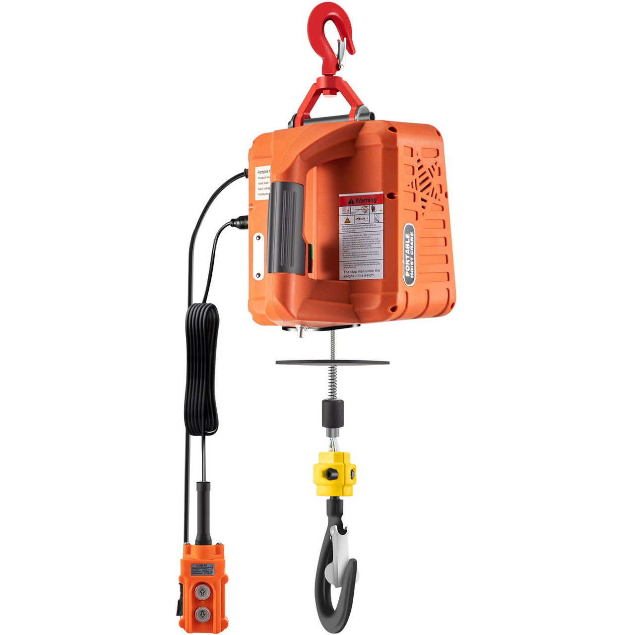 VEVOR 3-in-1 Electric Hoist Winch, 1100lbs Portable Electric Winch, 1500W 110V Power Winch Crane, 25ft Lifting Height, w/Wire and Wireless Remote Control, Overload Protection for Lifting Towing