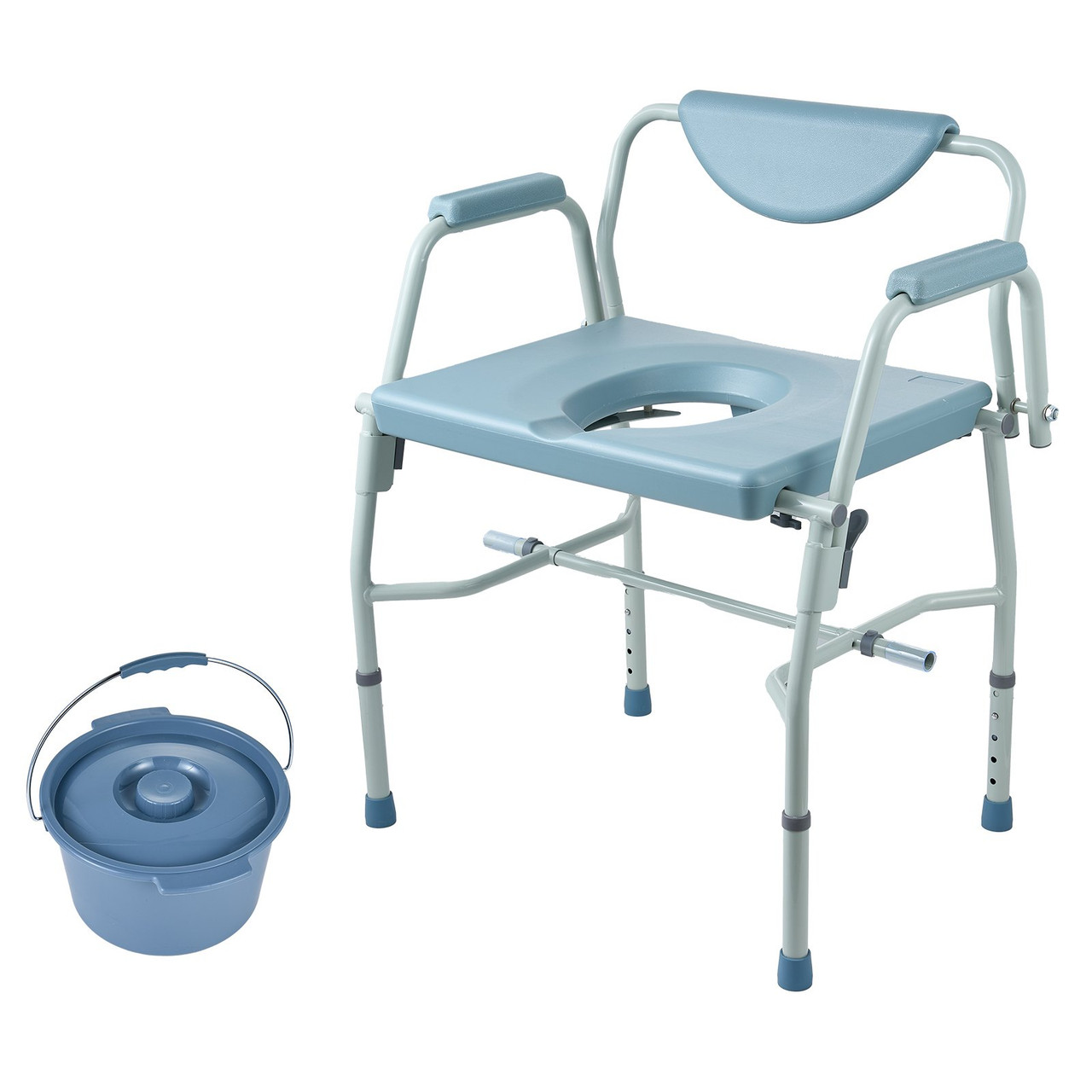 VEVOR Commode Chair, Bedside Commode with Drop-Down Arms and Detachable Backrest, 5-Level Adjustable Height, 7L Removable Bucket, Easy to Assemble, 1000LBS Capacity, Portable Toilet for Adults Seniors