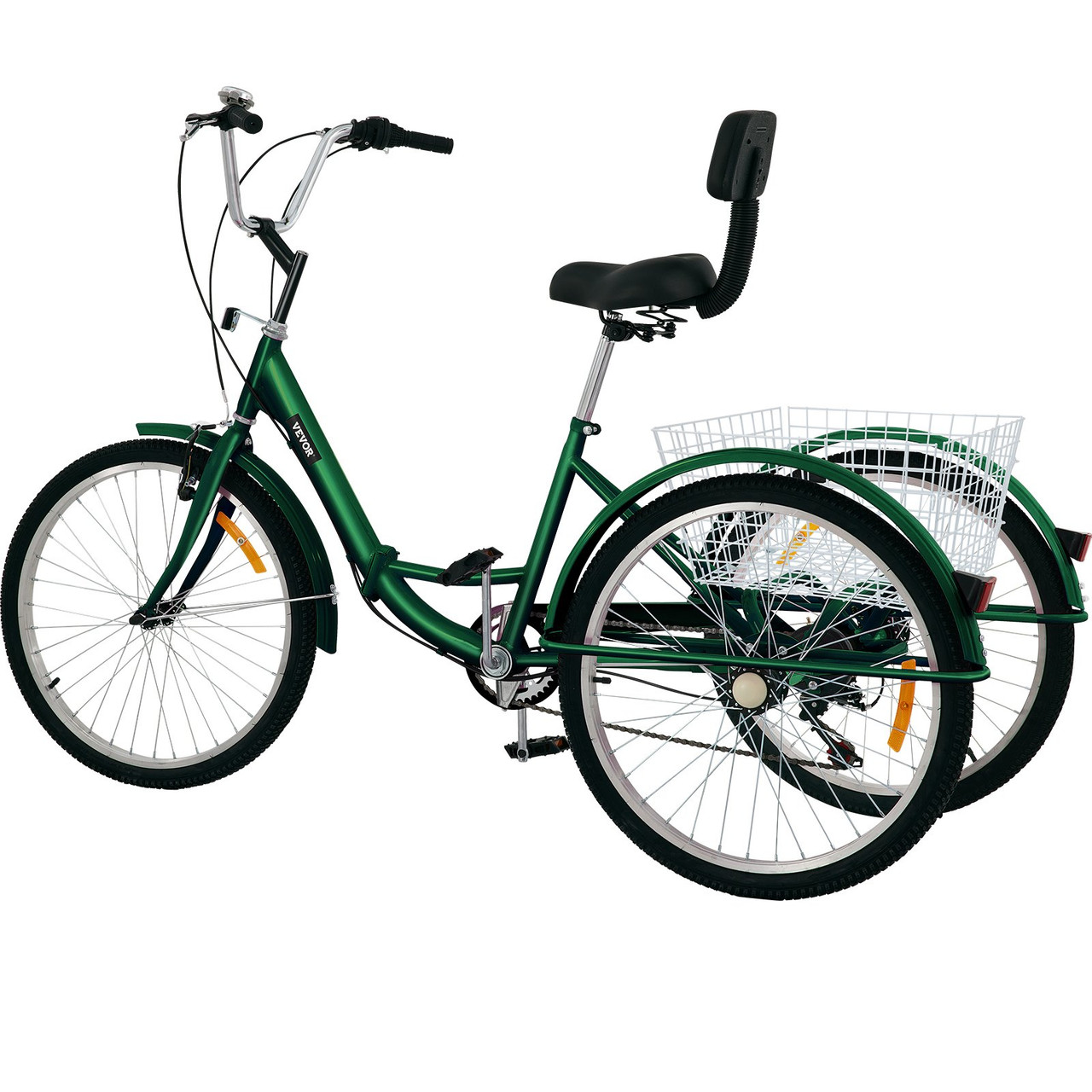 VEVOR Tricycle Adult 24“ Wheels Adult Tricycle 7-Speed 3 Wheel Bikes For Adults Three Wheel Bike For Adults Adult Trike Adult Folding Tricycle Foldable Adult Tricycle 3 Wheel Bike Trike For Adults
