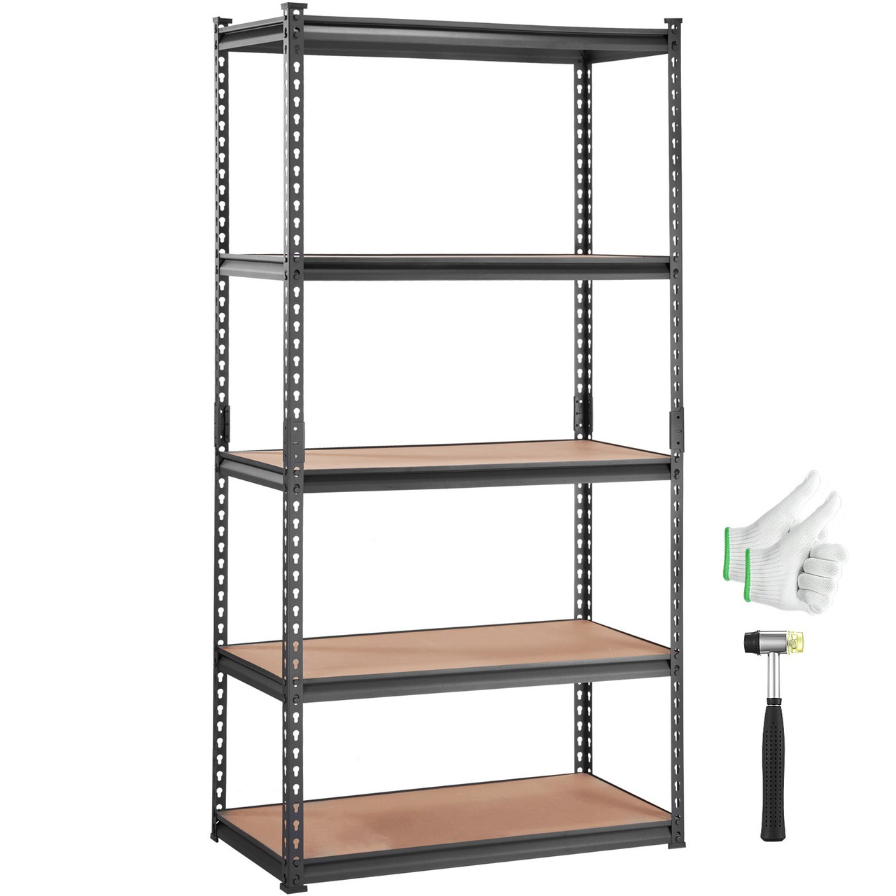 VEVOR Storage Shelving Unit, 5-Tier Adjustable, 2000 lbs Capacity, Heavy Duty Garage Shelves Metal Organizer Utility Rack, Black, 36" L x 18" W x 72" H for Kitchen Pantry Basement Bathroom Laundry