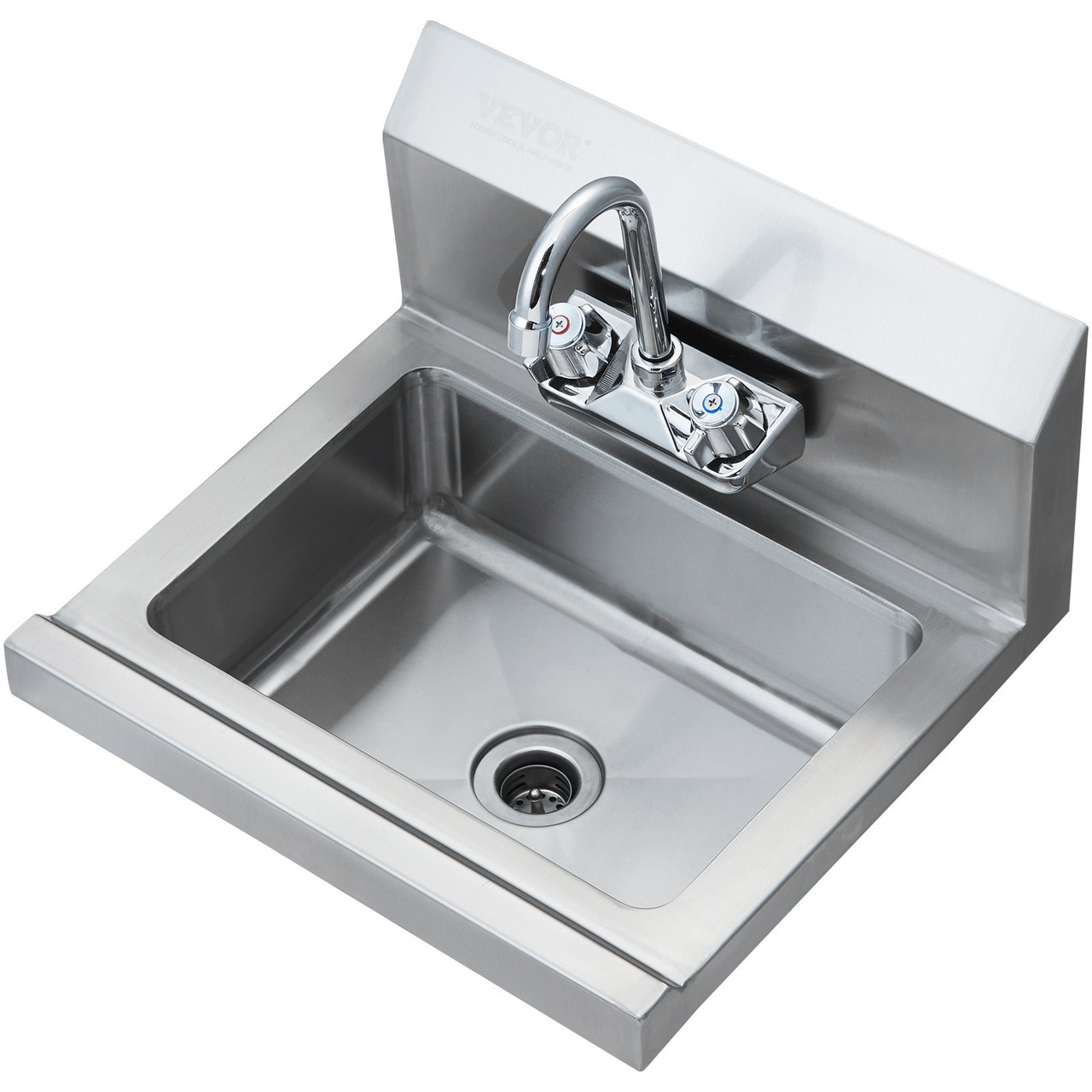 VEVOR Commercial Hand Sink with Faucet, NSF Stainless Steel Sink for Washing, Small Hand Washing Sink, Wall Mount Hand Basin, Utility Sink for Restaurant, Kitchen, Bar, Garage and Home, 17 x 12.8 inch