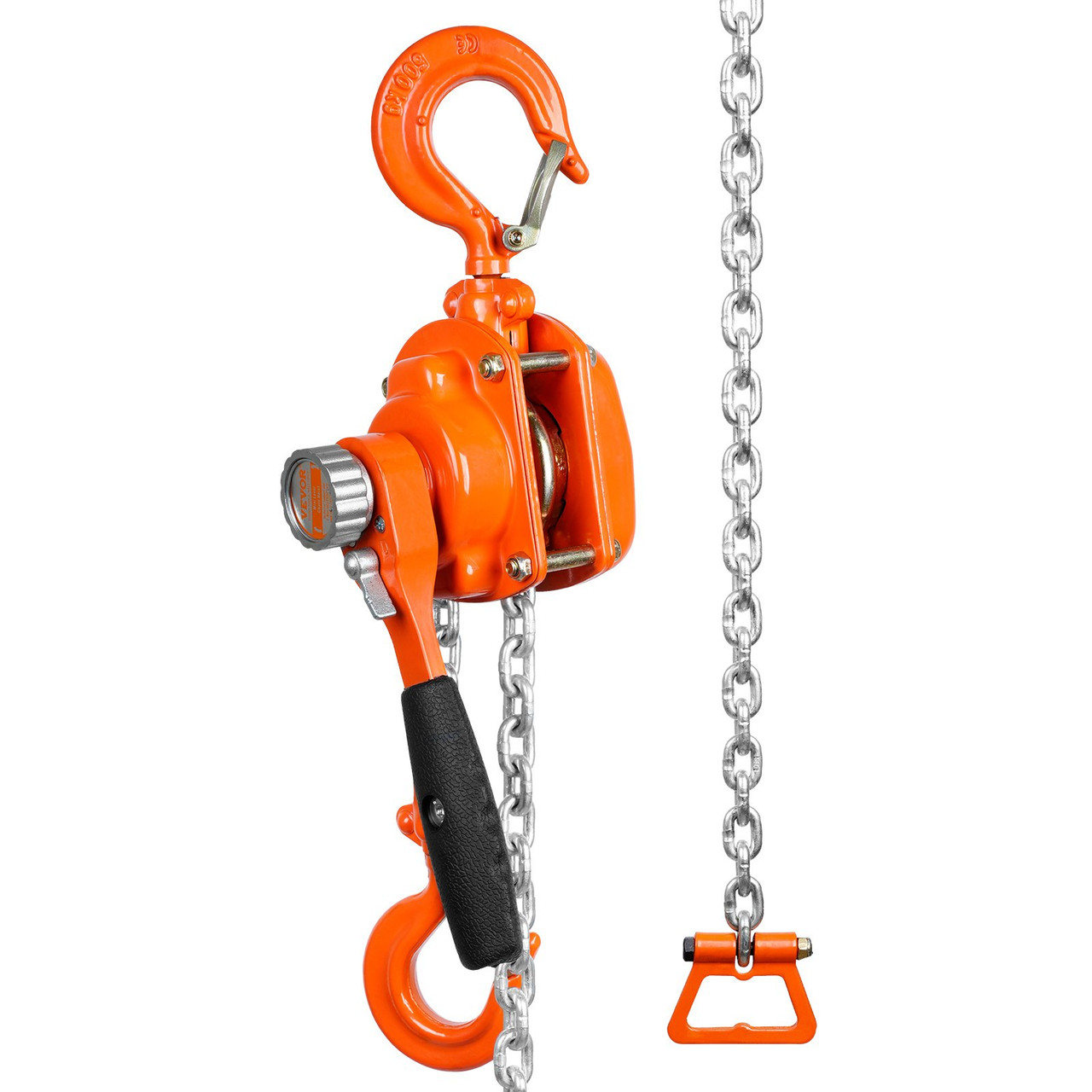 VEVOR Manual Lever Chain Hoist, 1/2 Ton 1100 lbs Capacity 5 FT Come Along, G80 Galvanized Carbon Steel with Weston Double-Pawl Brake, Auto Chain Leading & 360° Rotation Hook, for Garage Factory Dock